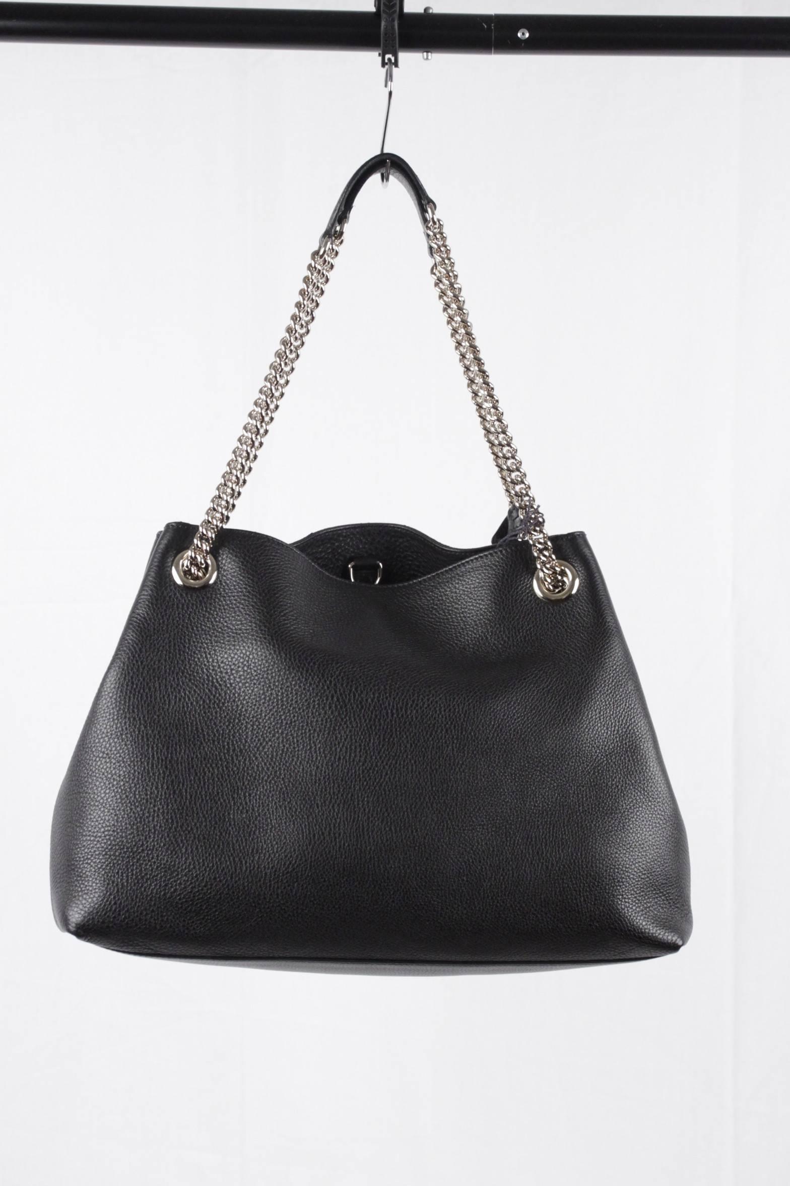GUCCI Schwarzes Leder SOHO TOTE Shopping SHOULDER BAG mit GG-Logo Damen