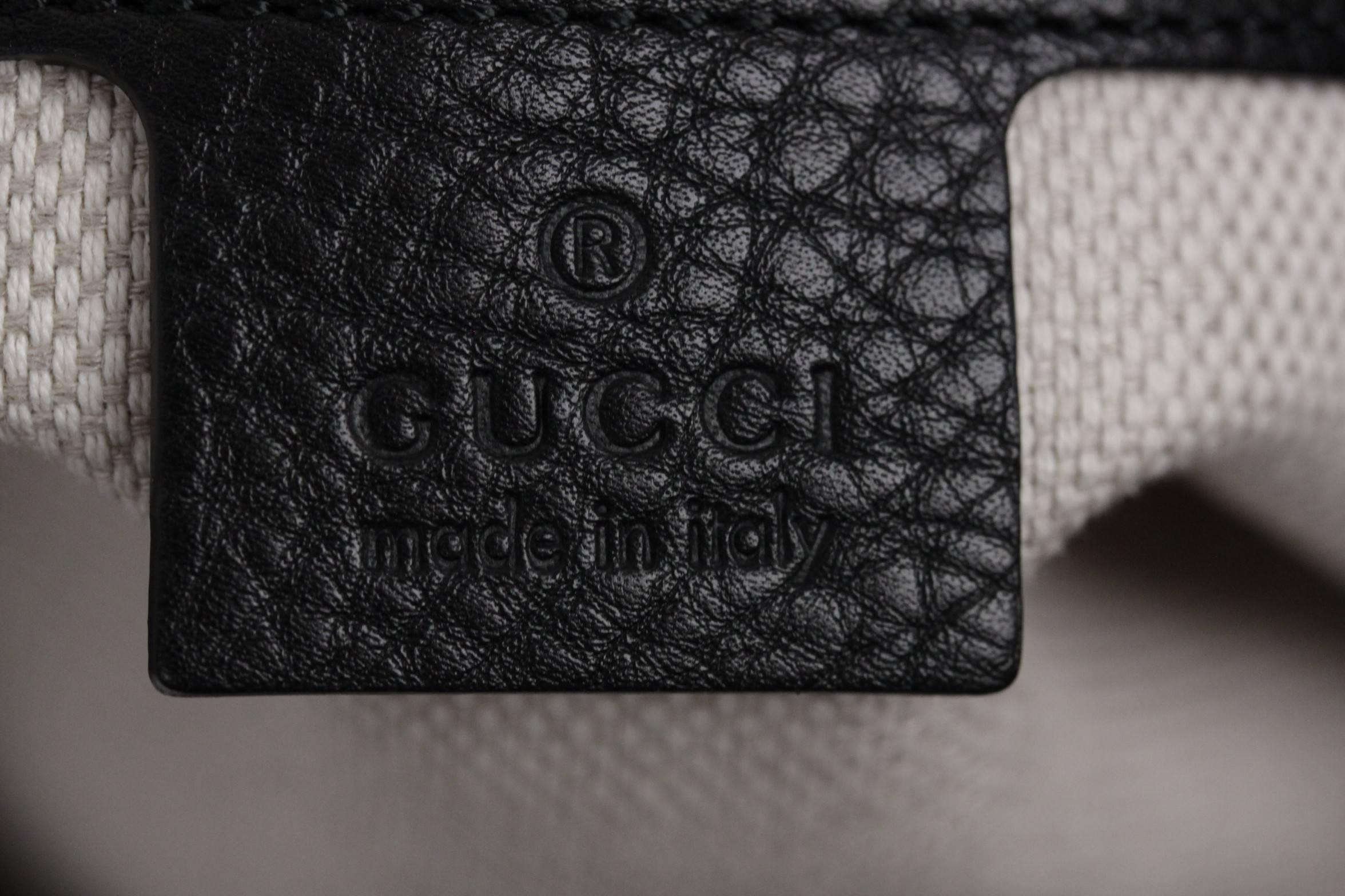 GUCCI Black Leather SOHO TOTE Shopping SHOULDER BAG w/ GG Logo 1