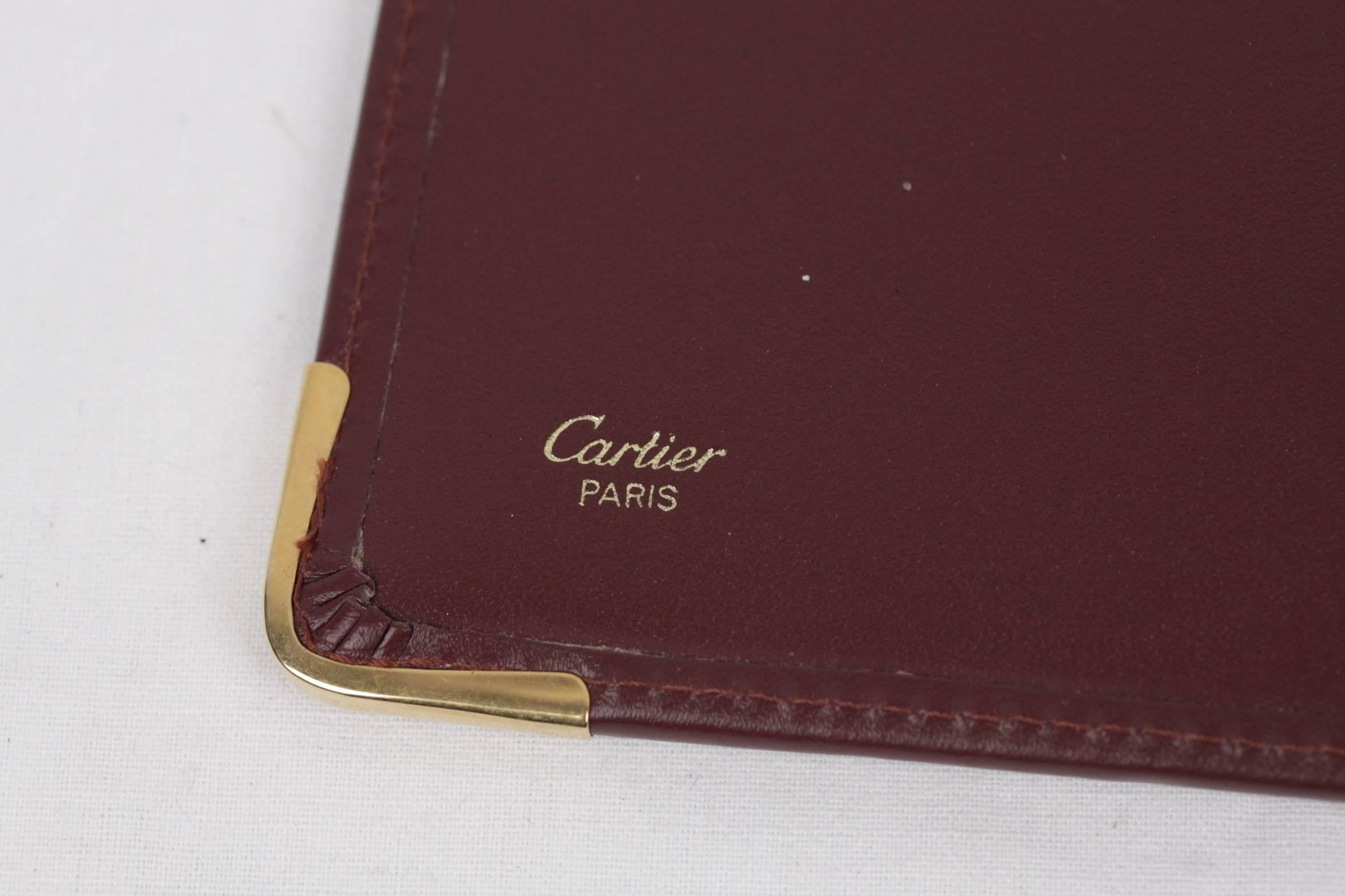 CARTIER PARIS Burgundy Leather ADDRESS BOOK Notepad AGENDA Cover  In Excellent Condition In Rome, Rome