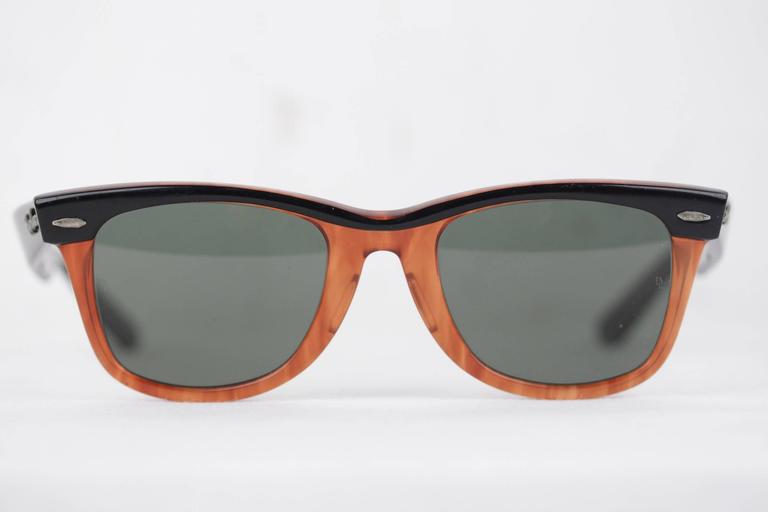 RAY BAN B L U.S.A.Vintage WAYFARER bicolor unisex SUNGLASSES w CASE MY