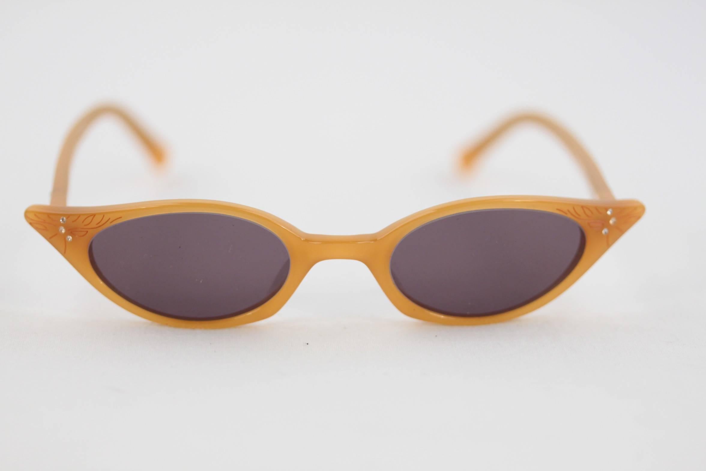 MILA SCHON MINT sunglasses CAT EYE Honey/Blue MS 920 45/20 w/rhinestones 2