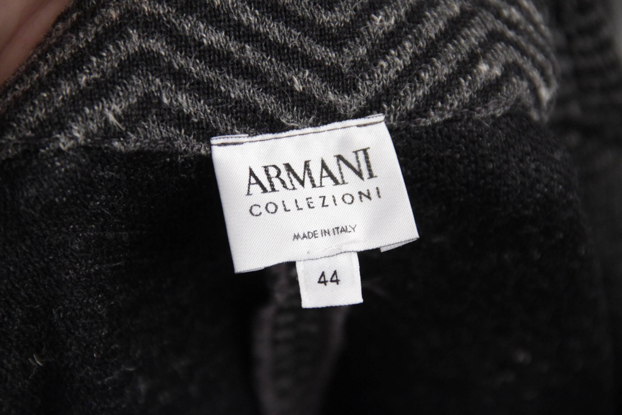 ARMANI COLLEZIONI Gray Textured Wool Blend BLAZER Jacket w/ DRAPING Size 44 3