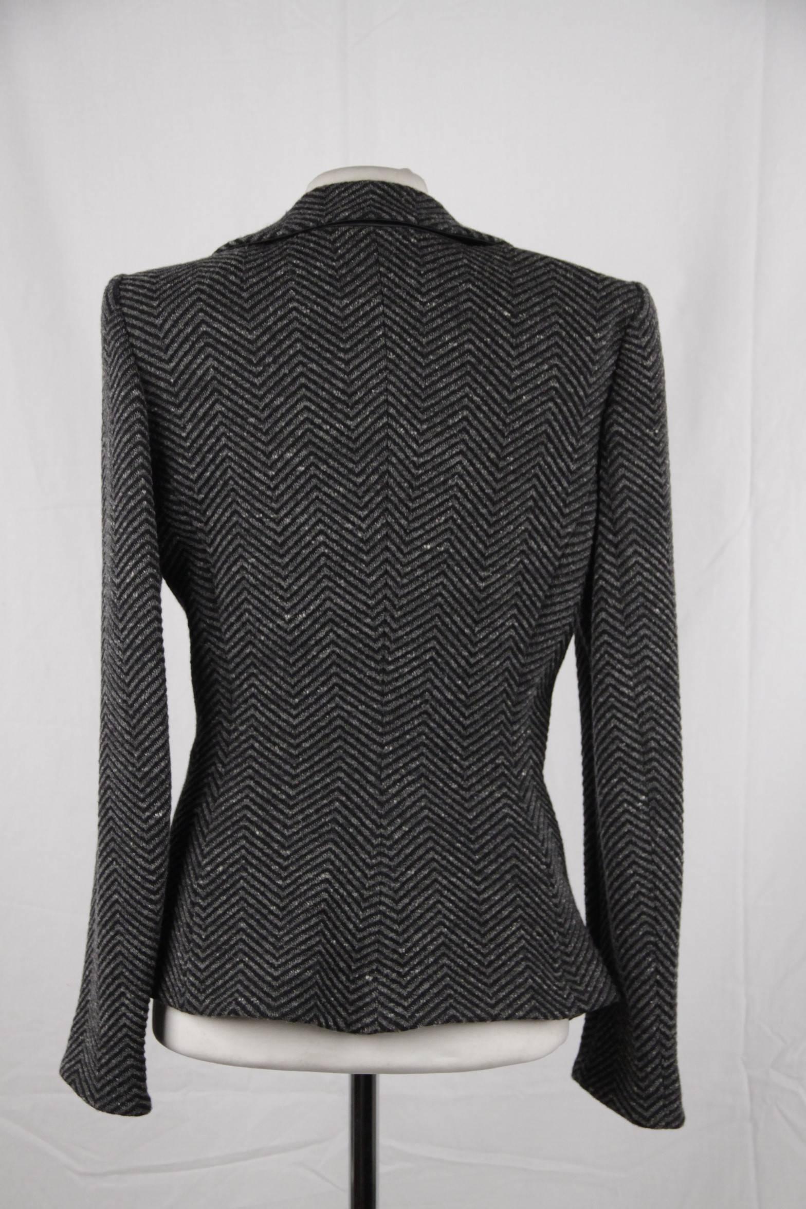 ARMANI COLLEZIONI Gray Textured Wool Blend BLAZER Jacket w/ DRAPING Size 44 1