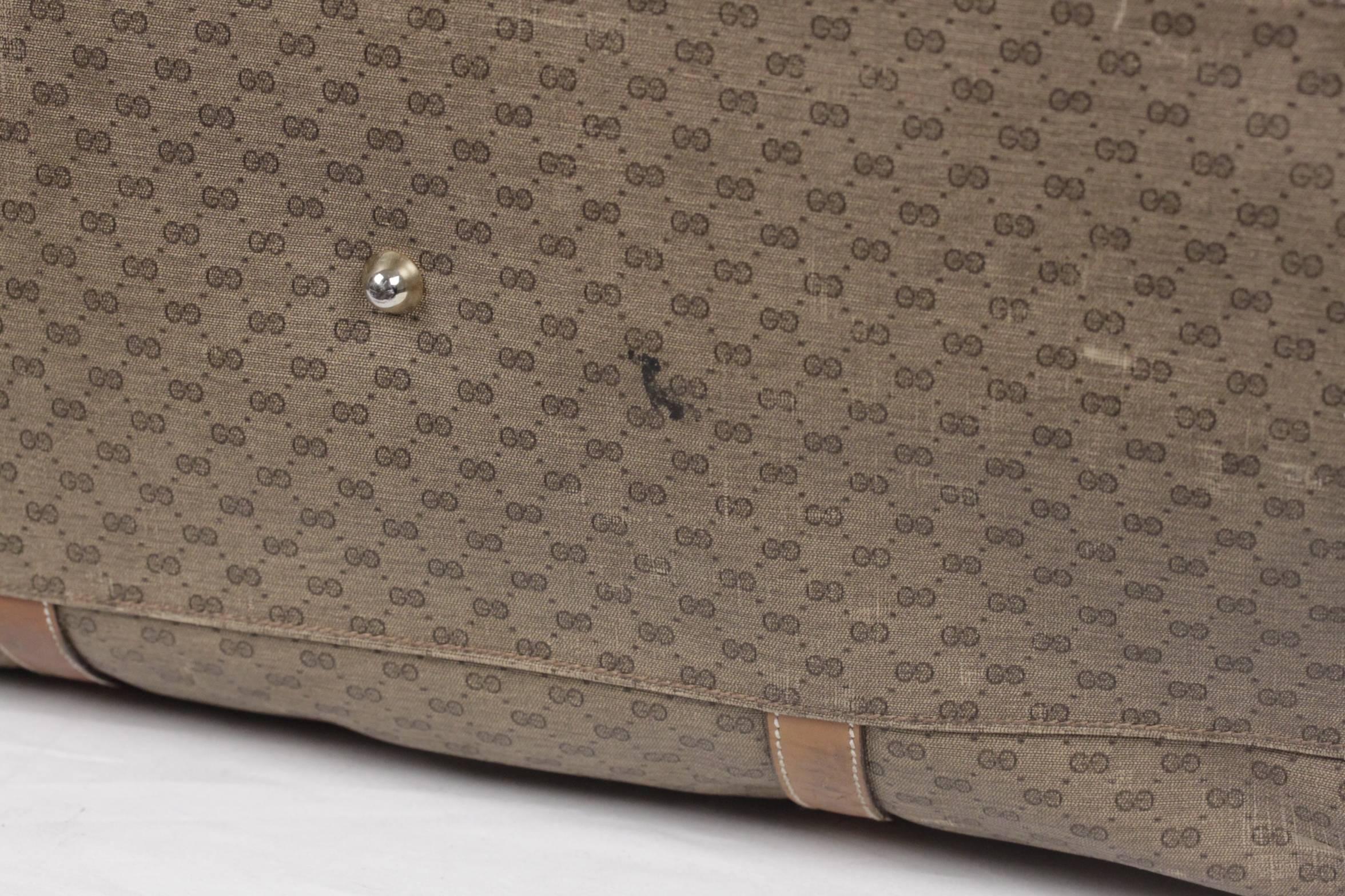 Brown GUCCI Vintage Tan GG MONOGRAM Canvas WEEKENDER Travel Bag