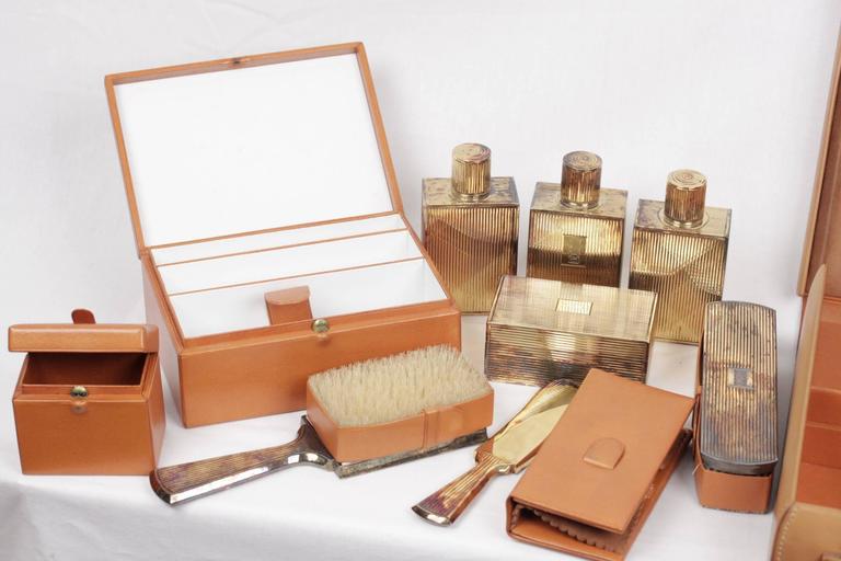Vintage Leather Mens Toiletry Kit: Travel Grooming Set, USA Made (as Is