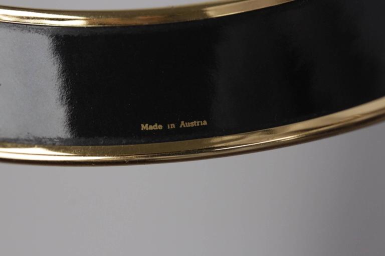 HERMES Enamel Blue FOLDING FAN Bangle BRACELET Gold Plated Rim w/ BOX