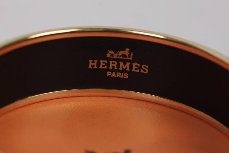 HERMES Enamel Blue FOLDING FAN Bangle BRACELET Gold Plated Rim w/ BOX