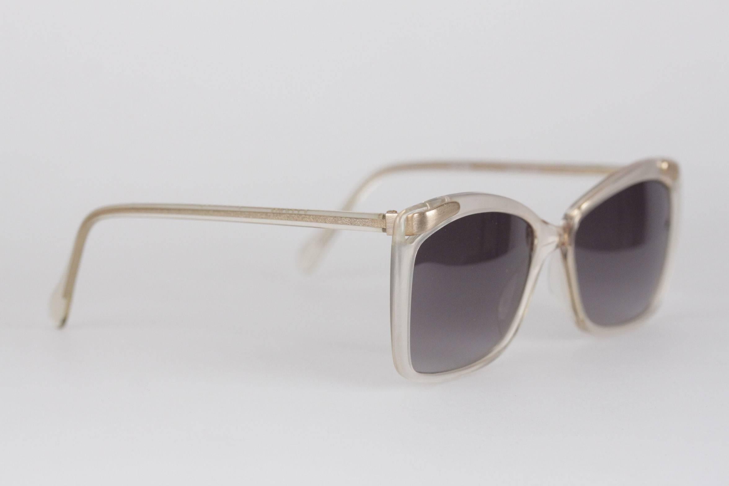 Gray LANVIN VINTAGE MINT Sunglasses Ivory/Gold FRAME FRANCE 53/20 OL 521 076 w/CASE
