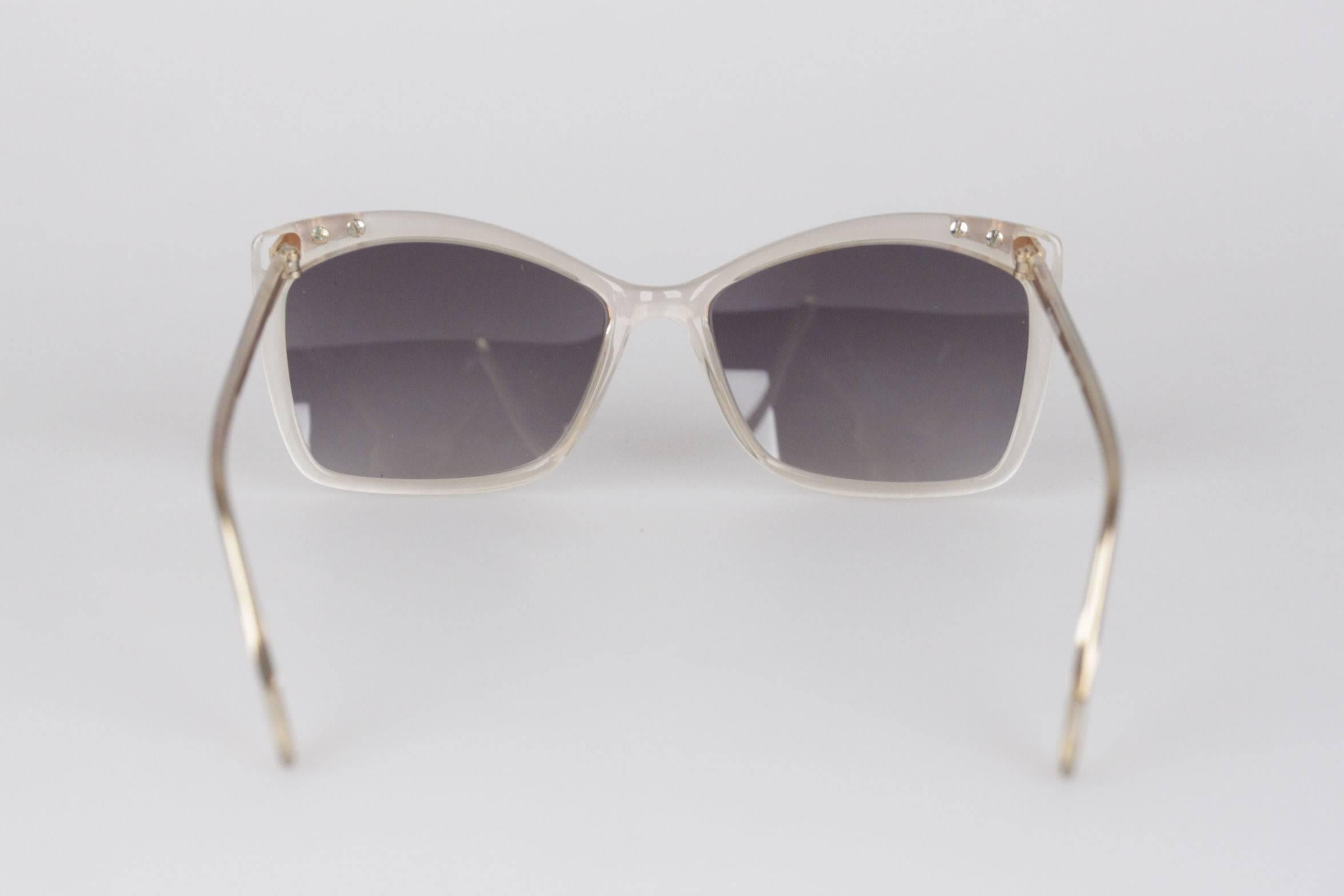 LANVIN VINTAGE MINT Sunglasses Ivory/Gold FRAME FRANCE 53/20 OL 521 076 w/CASE In Excellent Condition In Rome, Rome