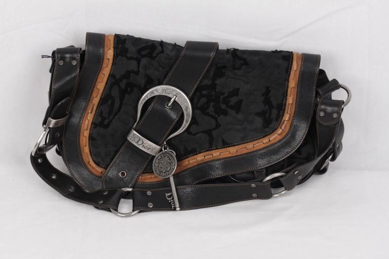 Christian Dior Vintage Gaucho Double Saddle Bag Suede with Leather