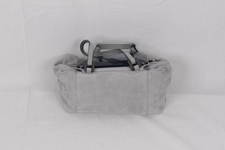 FENDI Gray Grey Suede TO YOU BAG Mini Duffle MIRRORED Handbag at