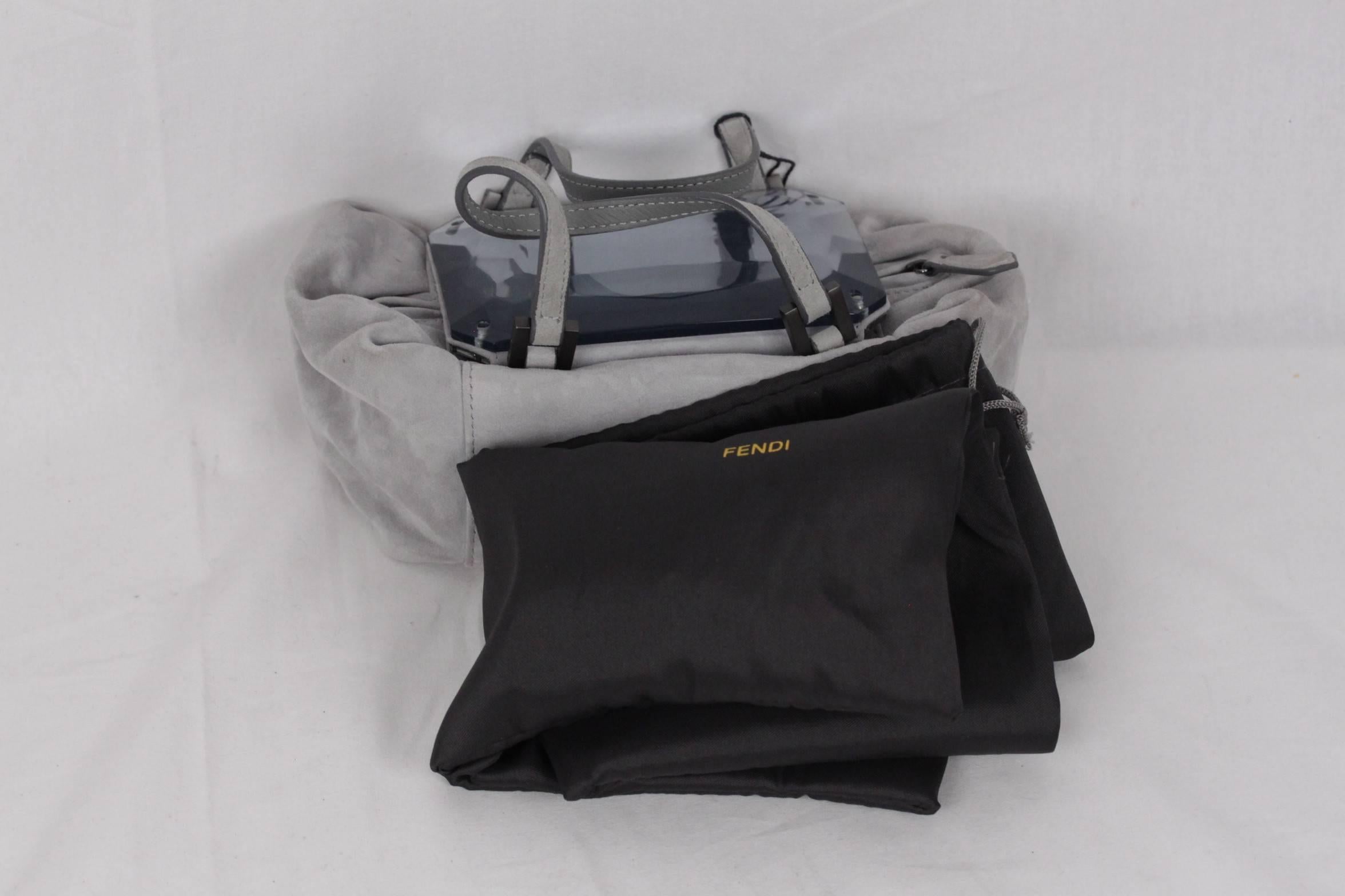 FENDI Gray Grey Suede TO YOU BAG Mini Duffle MIRRORED Handbag In Good Condition In Rome, Rome