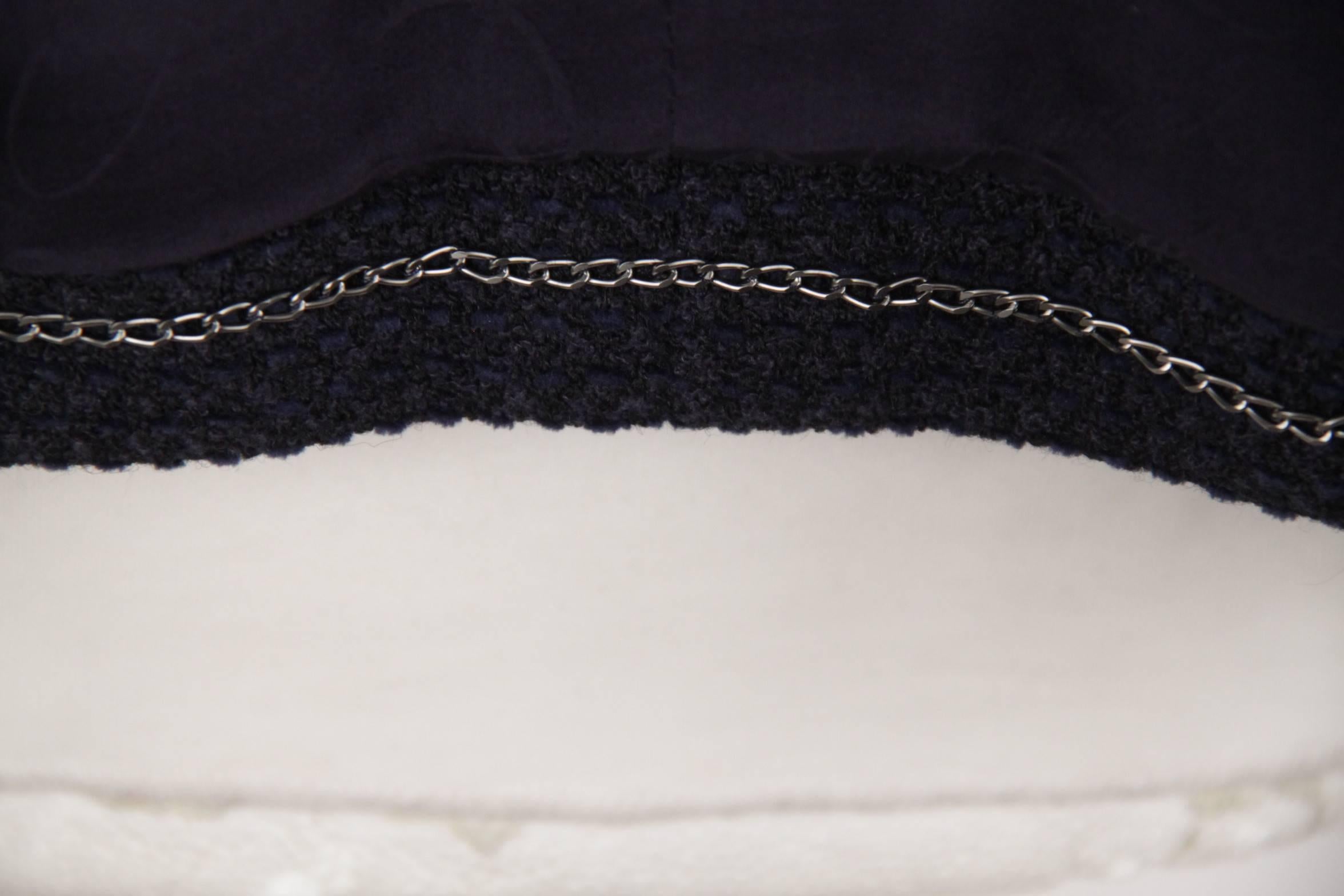 CHANEL Blue Cotton & Wool DOUBLE BREASTED JACKET Coat w/ BELT Size 38 1