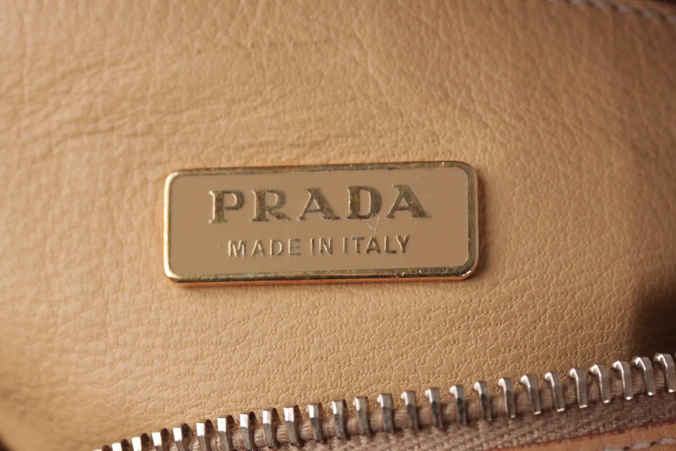 PRADA Tan Leather SHOULDER BAG Handbag w/ PADLOCK 3