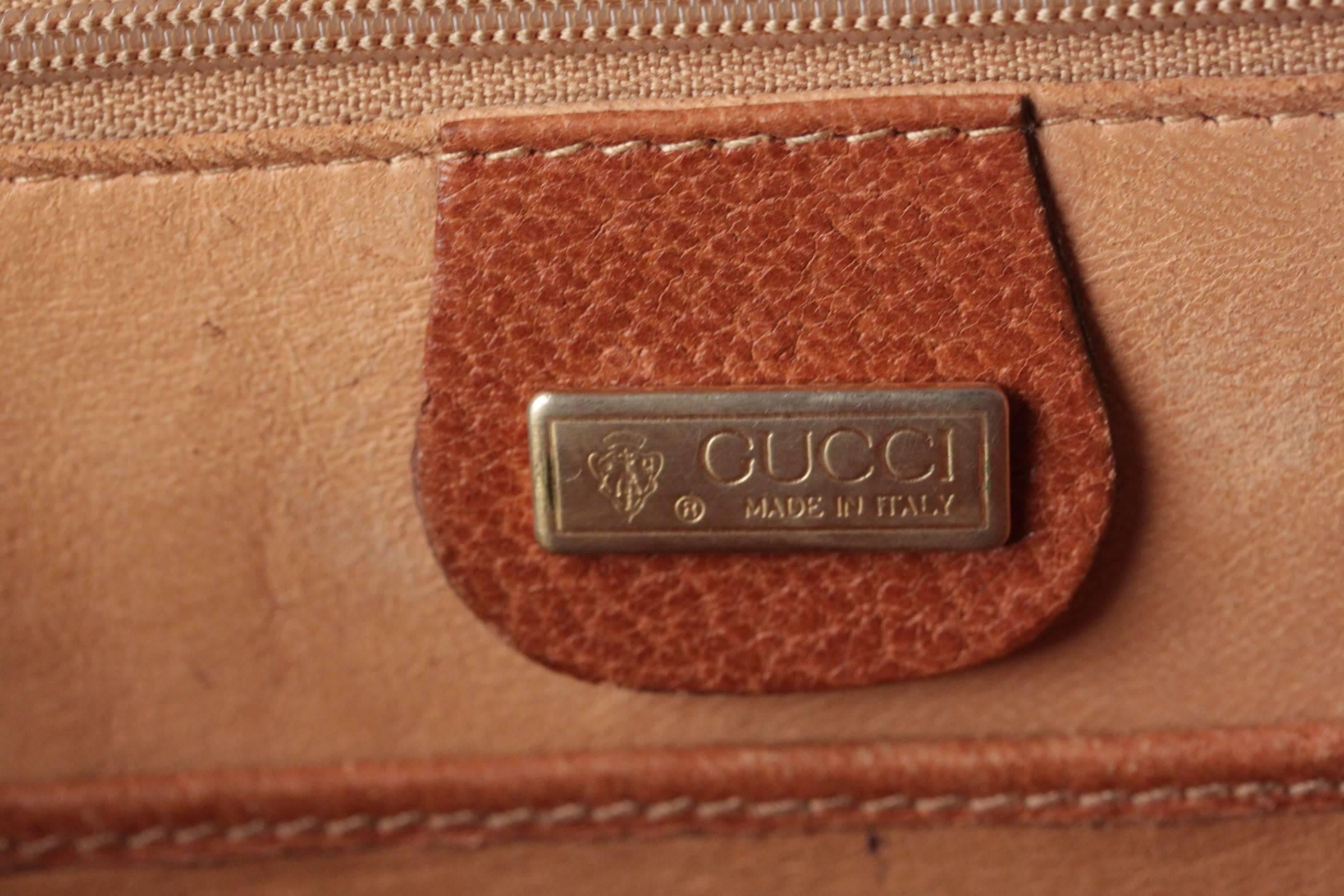 GUCCI Tan Leather BAMBOO BAG Top Handle Handbag PURSE 4