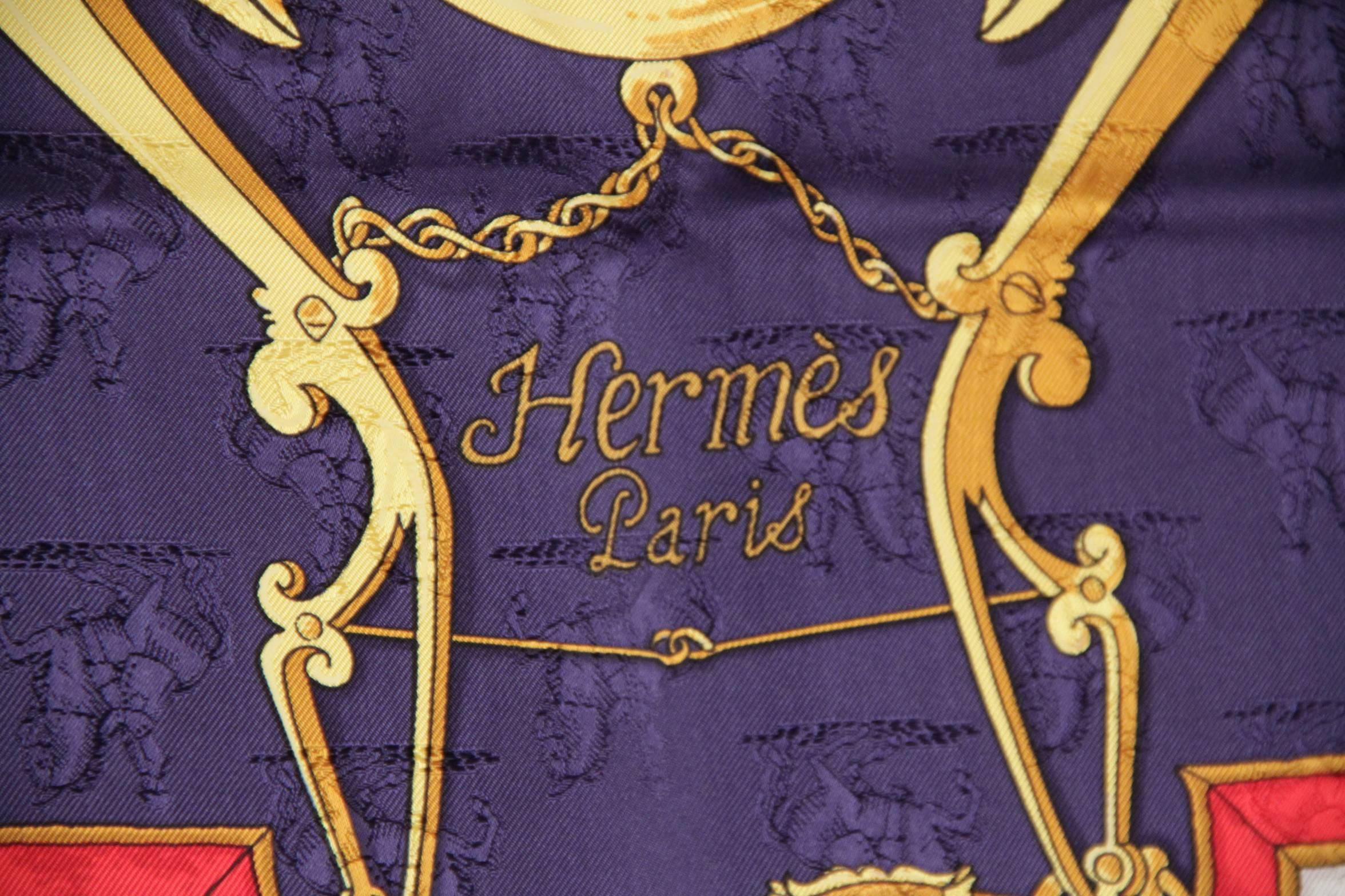 HERMES PARIS Soie JACQUARD SCARF L'Instruction Du Roy 1993 D'ORIGNY w/ Box Excellent état à Rome, Rome