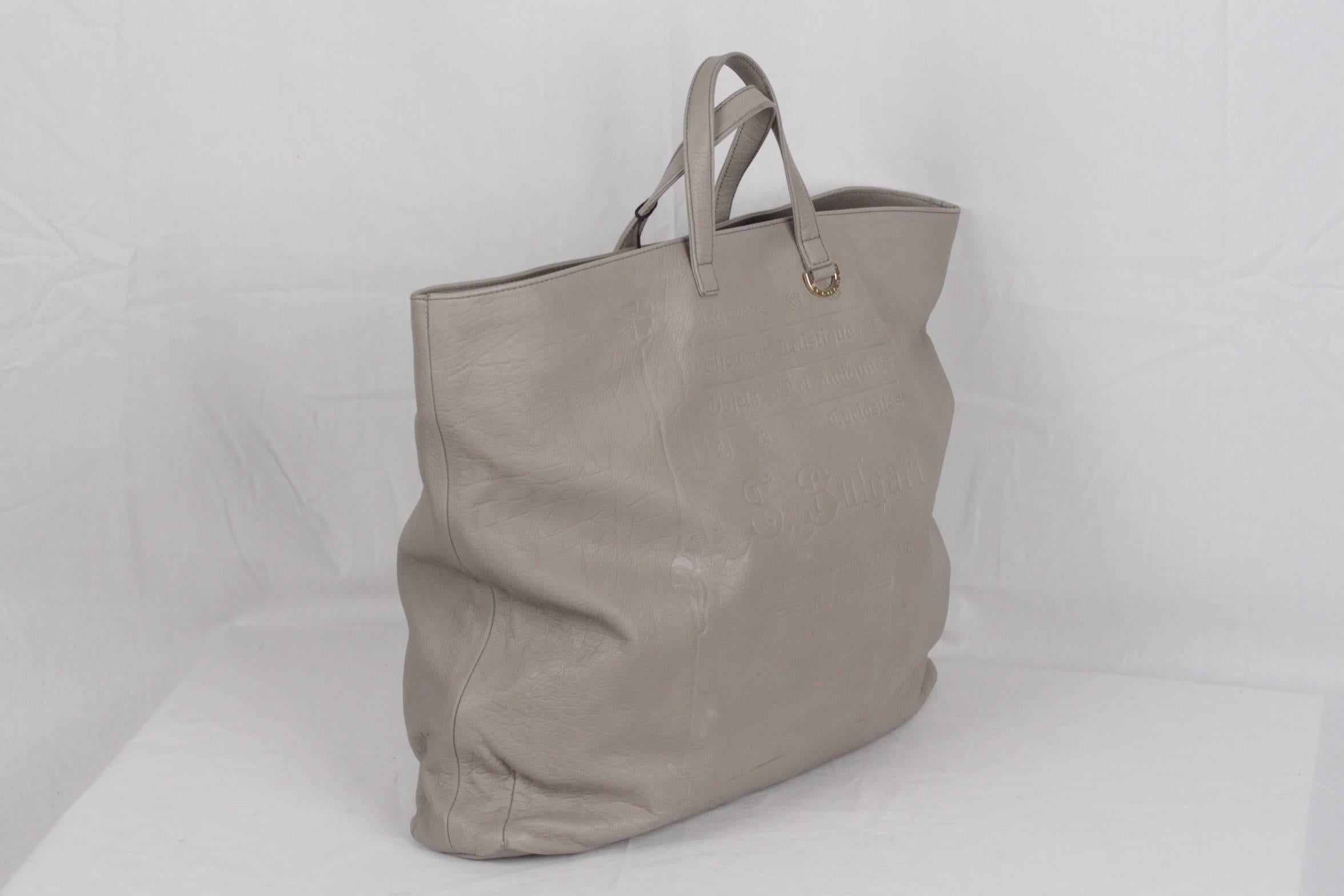 gray leather tote handbag