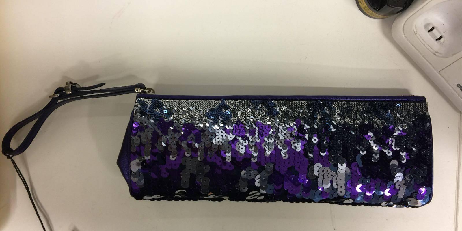 purple metallic purse