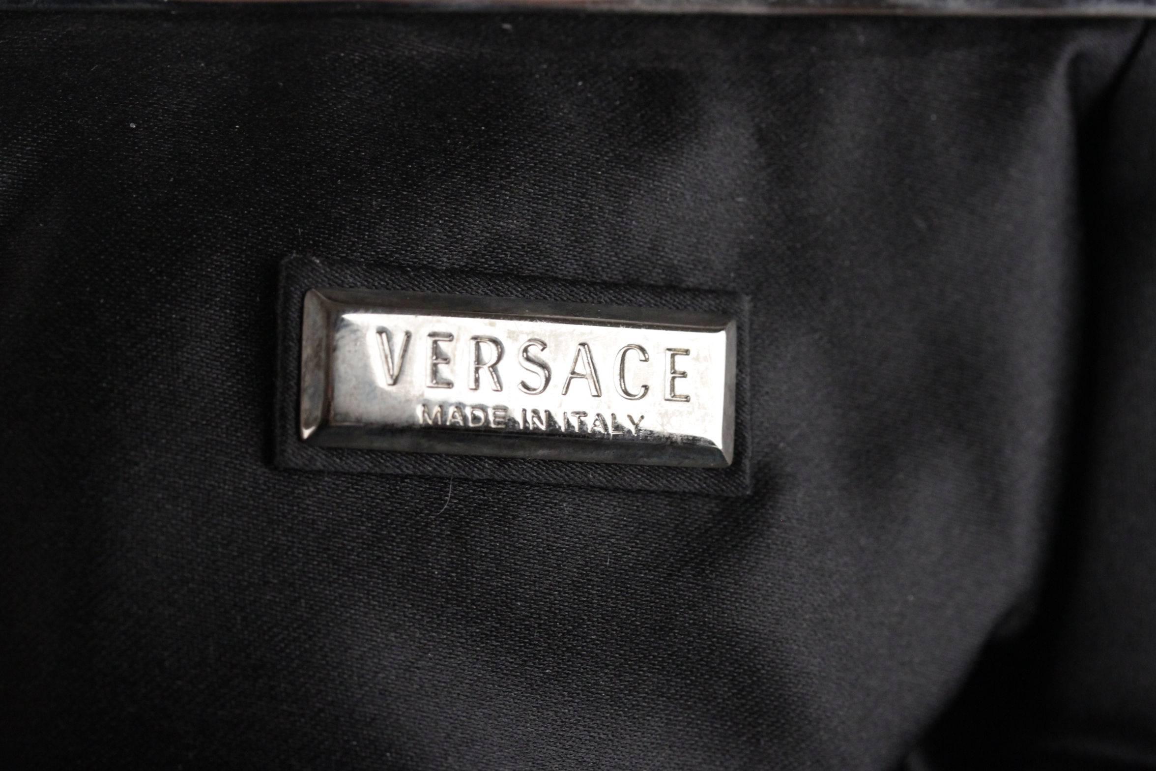 VERSACE Black Velvet EVENING Bag CLUTCH Purse RHINESTONES Detail 2