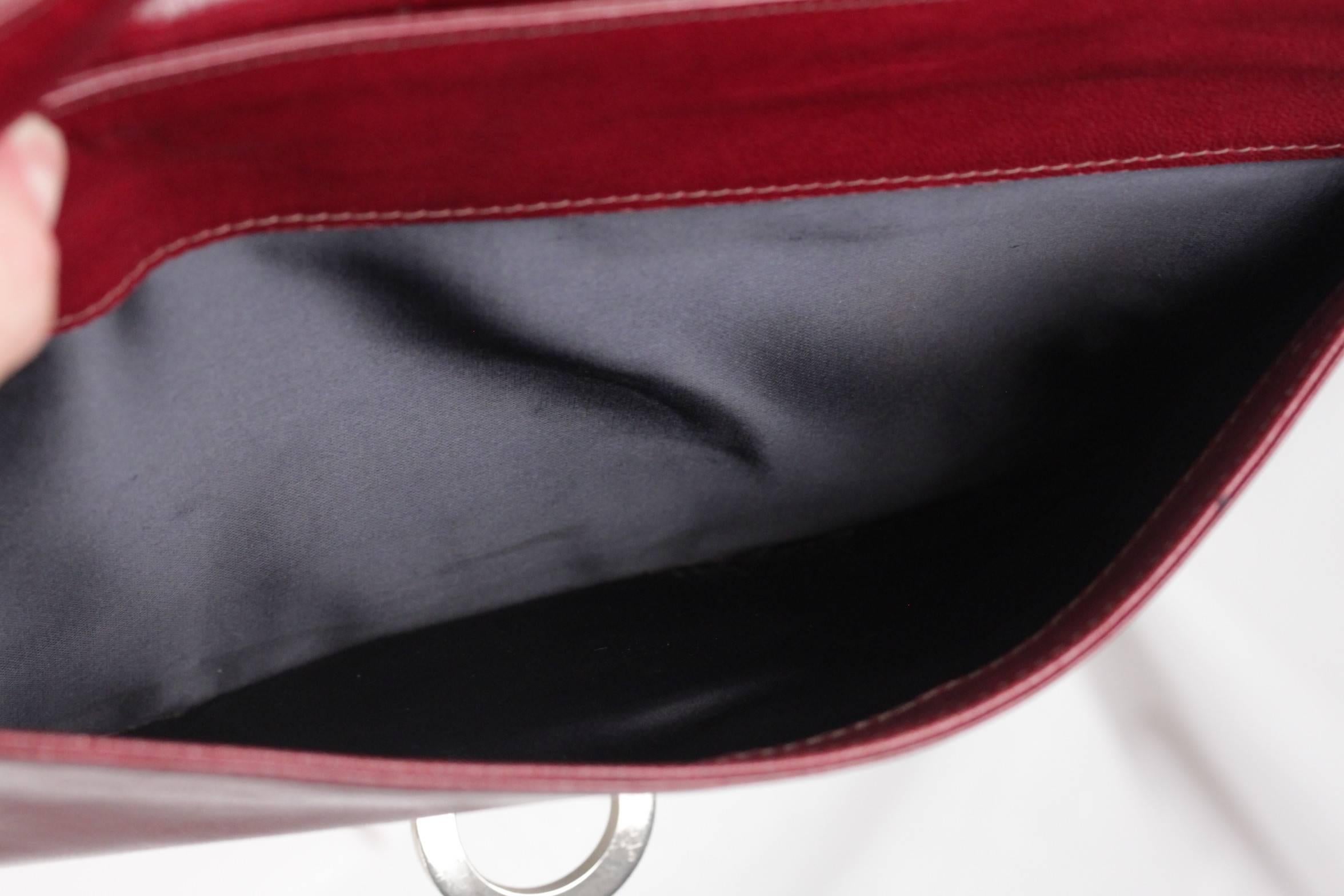Women's BOTTEGA VENETA Vintage Burgundy Leather FLAP PURSE Shoulder Bag CLUTCH