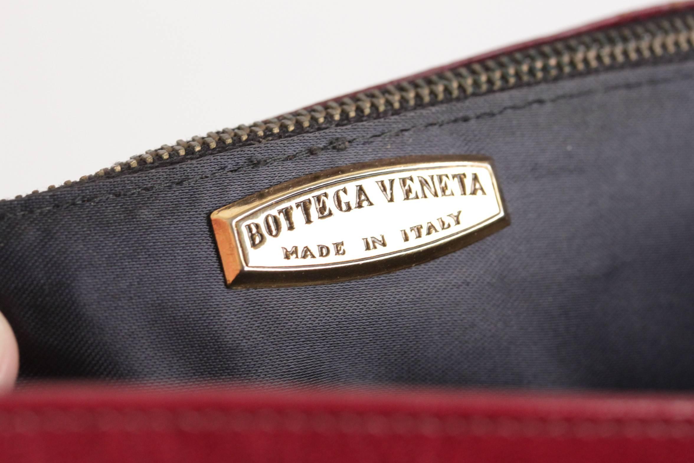 BOTTEGA VENETA Vintage Burgundy Leather FLAP PURSE Shoulder Bag CLUTCH 2