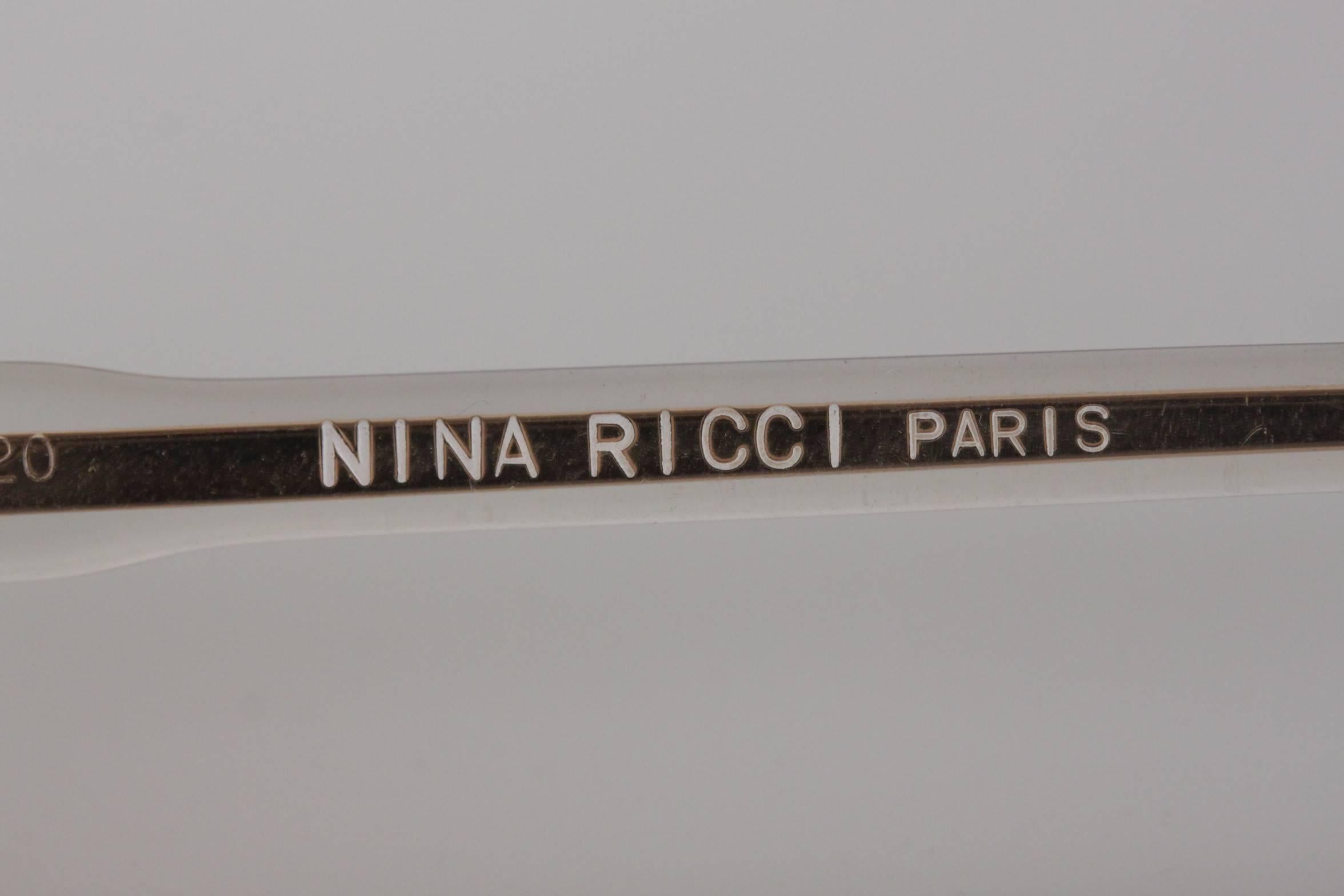 Women's NINA RICCI Paris Vintage Sunglasses GOLD & BLUE Squared 56/20 142-VMA