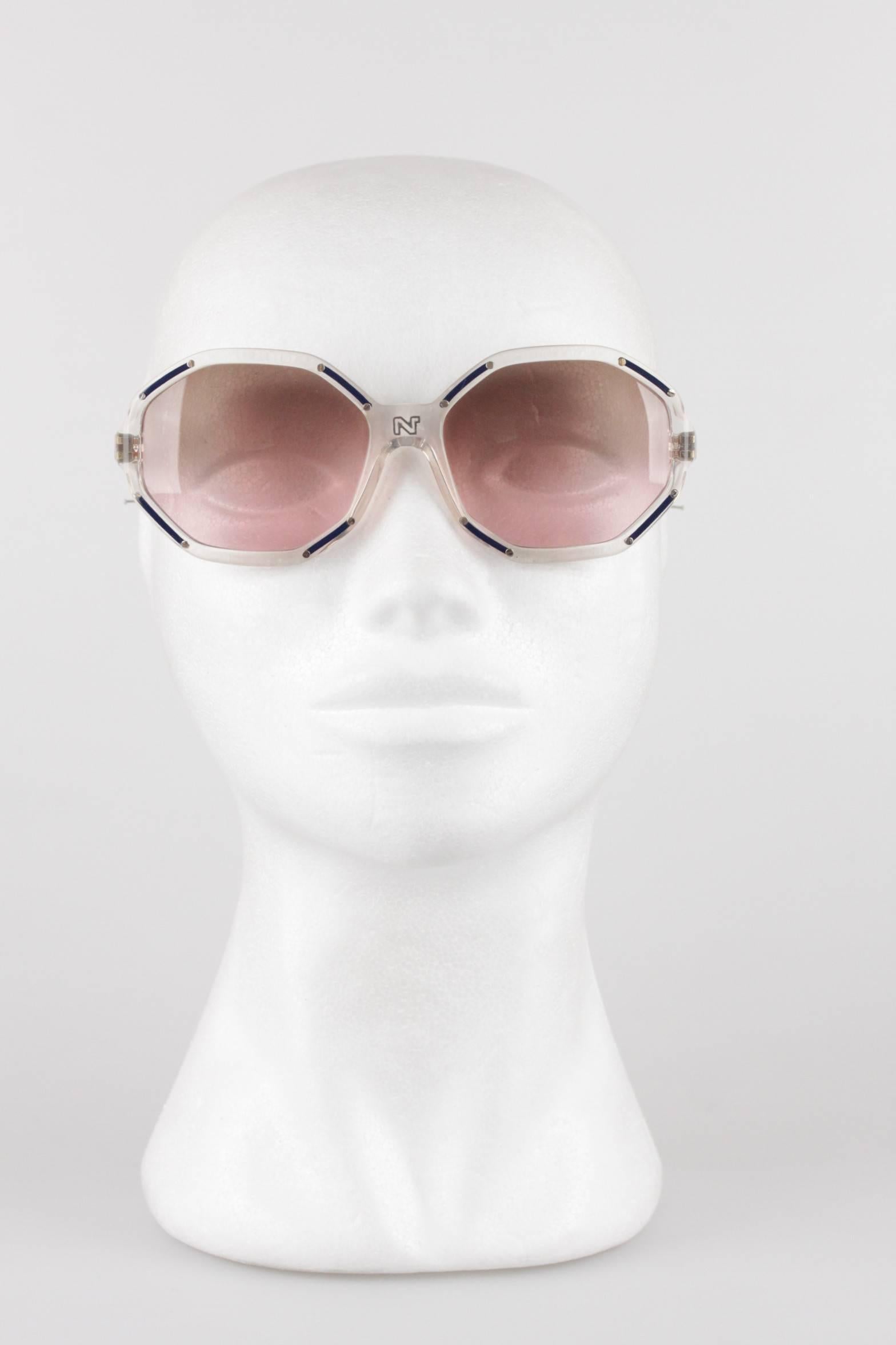 NINA RICCI Paris Vintage Sunglasses GOLD & BLUE Squared 56/20 142-VMA 5