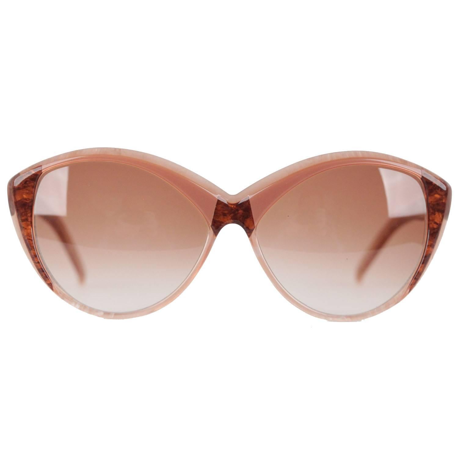 YVES SAINT LAURENT Vintage MINT Cat-Eye Pink MARBLED Sunglasses 8702 P74