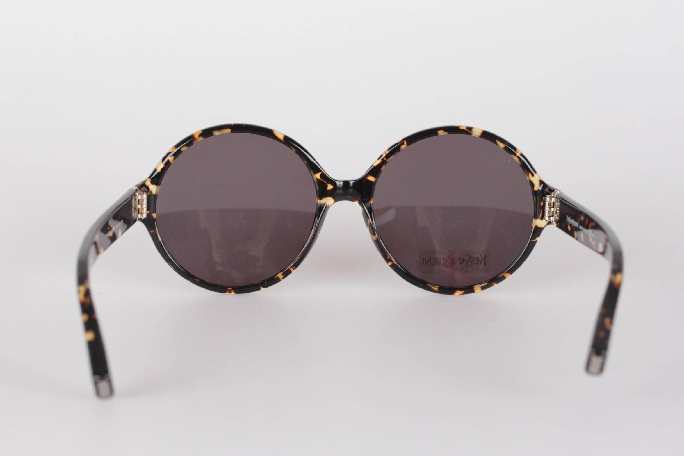YVES SAINT LAURENT tortoise ROUND Sunglasses YSL 5321/S 56mm 135 MINT & BOXED 1