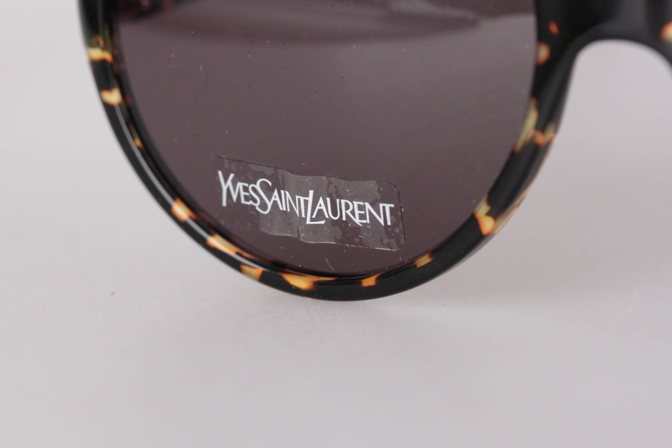 YVES SAINT LAURENT tortoise ROUND Sunglasses YSL 5321/S 56mm 135 MINT & BOXED 3