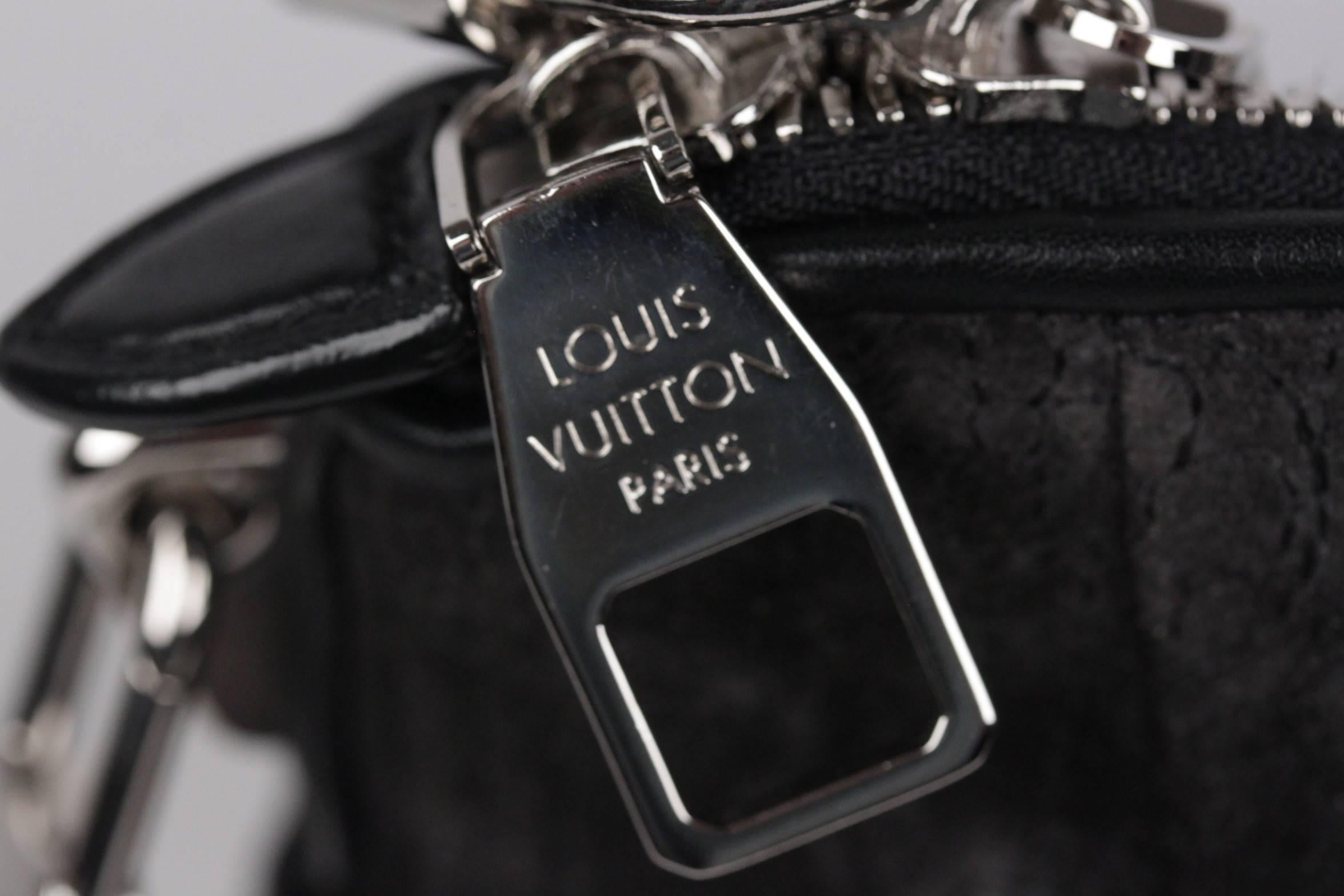 LOUIS VUITTON Black ANTHEIA Stitched Suede IXIA MM Tote Bag w/ Strap 3