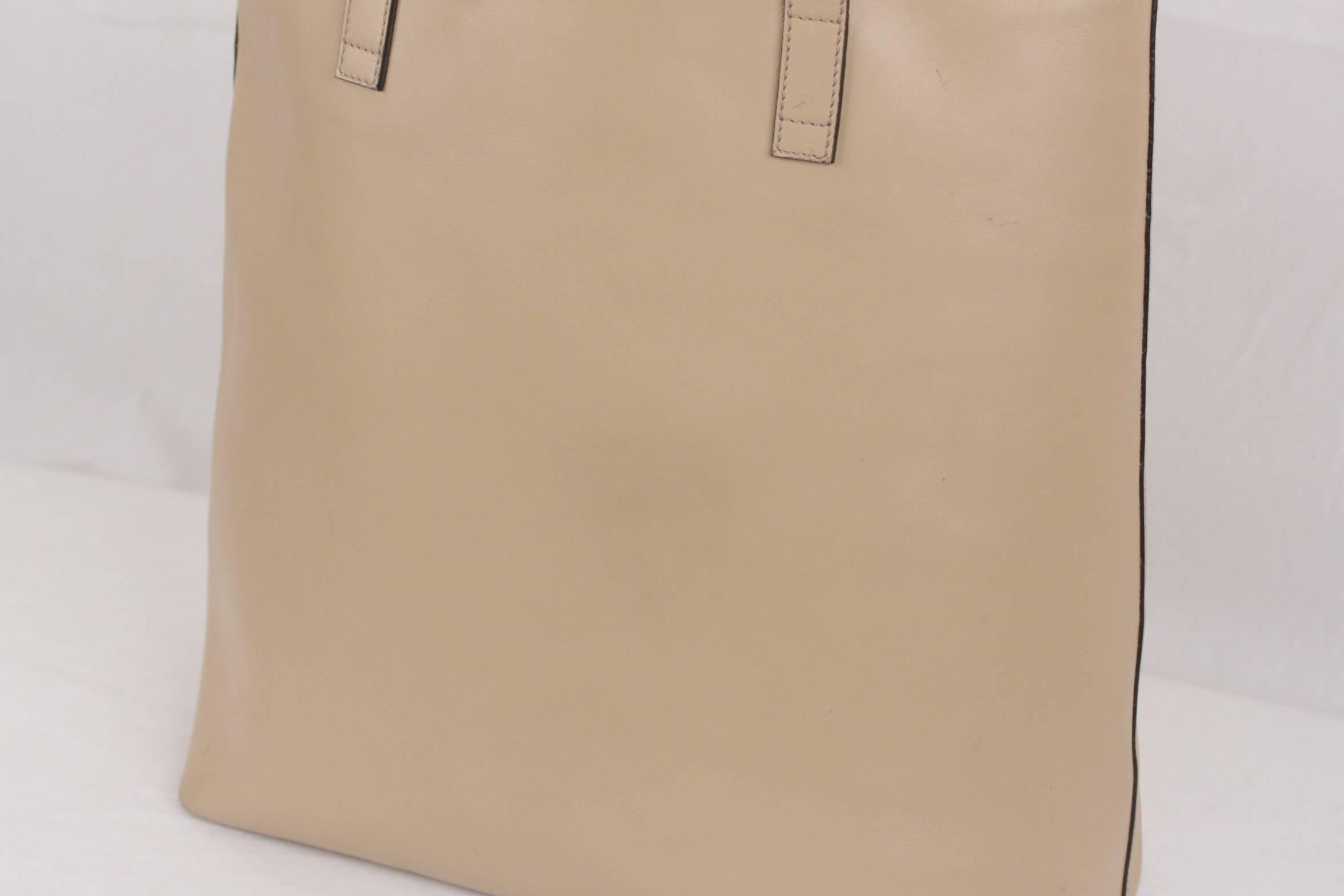 Women's GUCCI Beige Leather SHOPPING BAG Tote Handbag