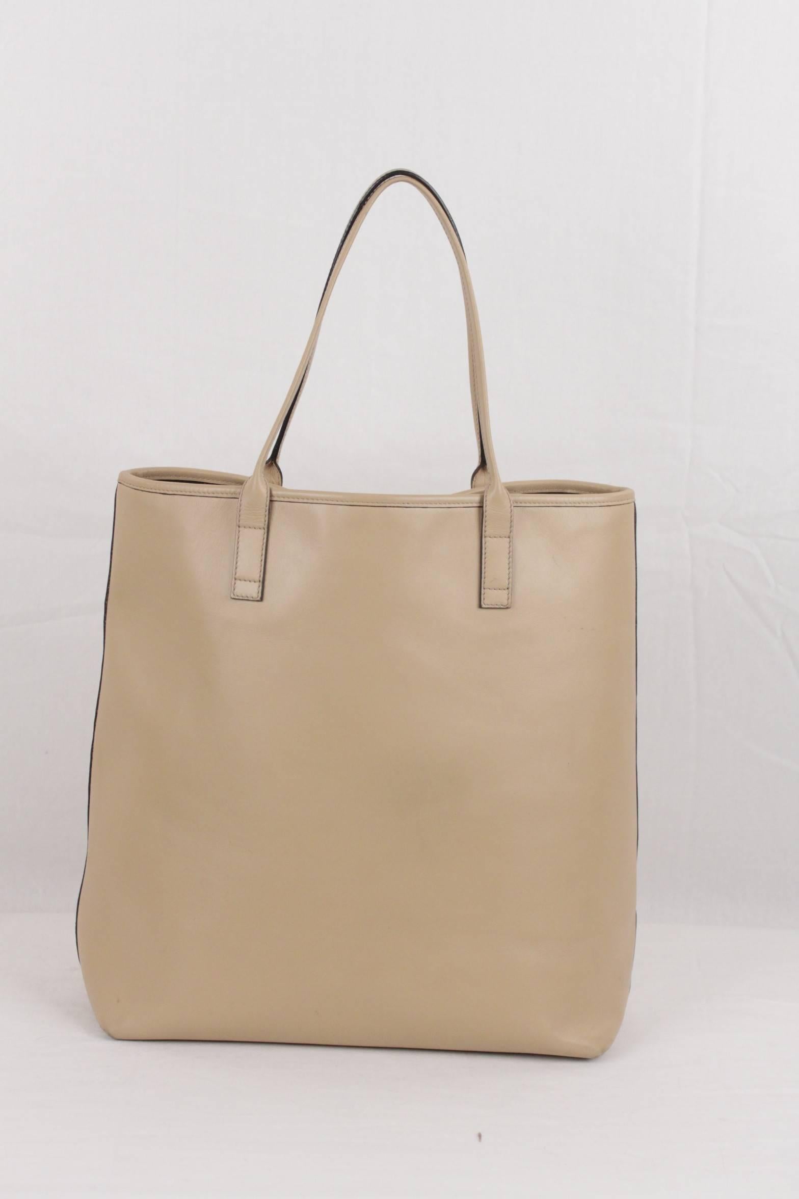 GUCCI Beige Leather SHOPPING BAG Tote Handbag 2
