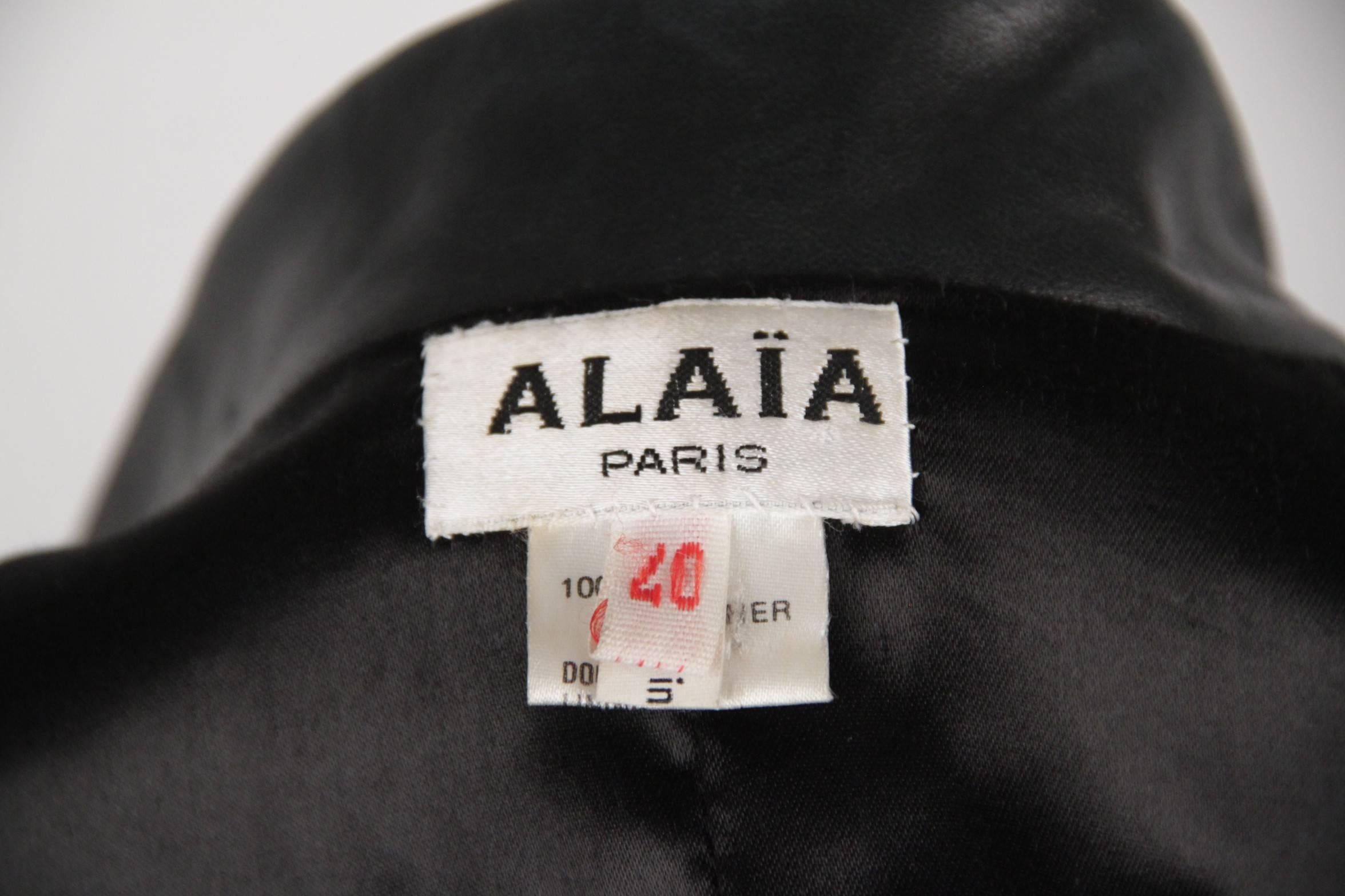 AZZEDINE ALAIA Vintage Schwarze Vintage Schwarze Leder-BLAZER-Jacke GRÖSSE 40 2