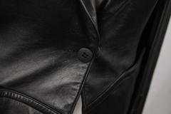 AZZEDINE ALAIA Vintage Black Leather BLAZER Jacket SIZE 40