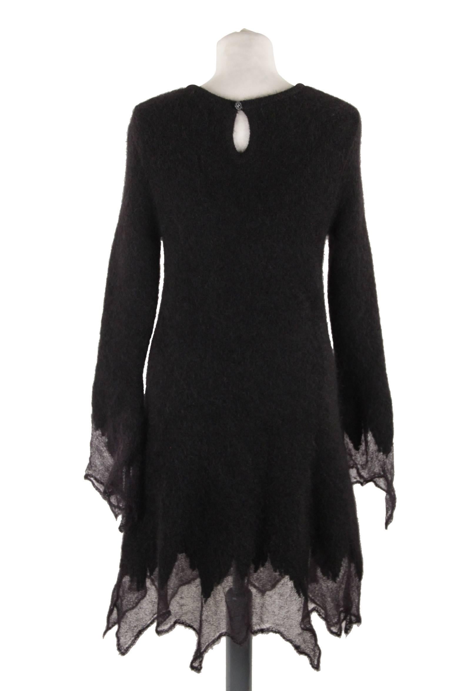 CHANEL Black Mohair ASYMMETRICAL DRESS Long Sleeve FALL 2009 1