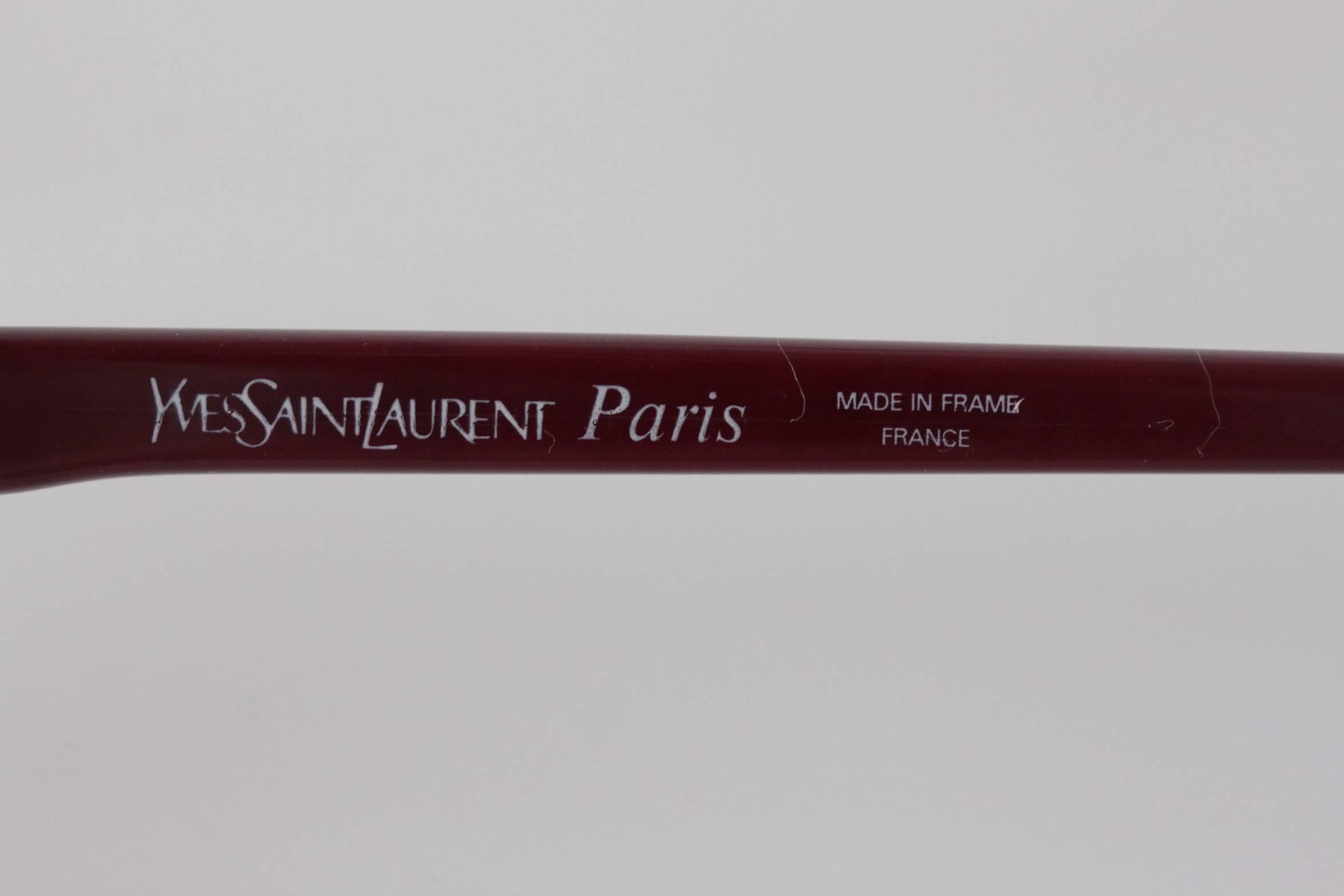 YVES SAINT LAURENT Rare MINT Burgundy Unisex Sunglasses mod. ICARE 59mm 1