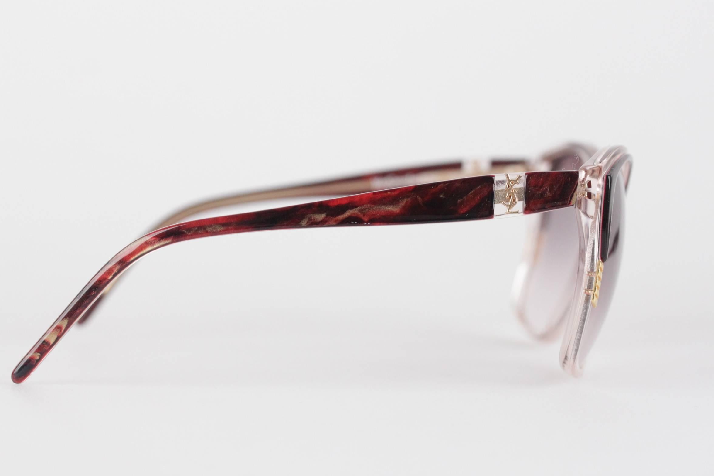 Gray YVES SAINT LAURENT Vintage MINT Marbled Handmade Sunglasses 8728 P 124