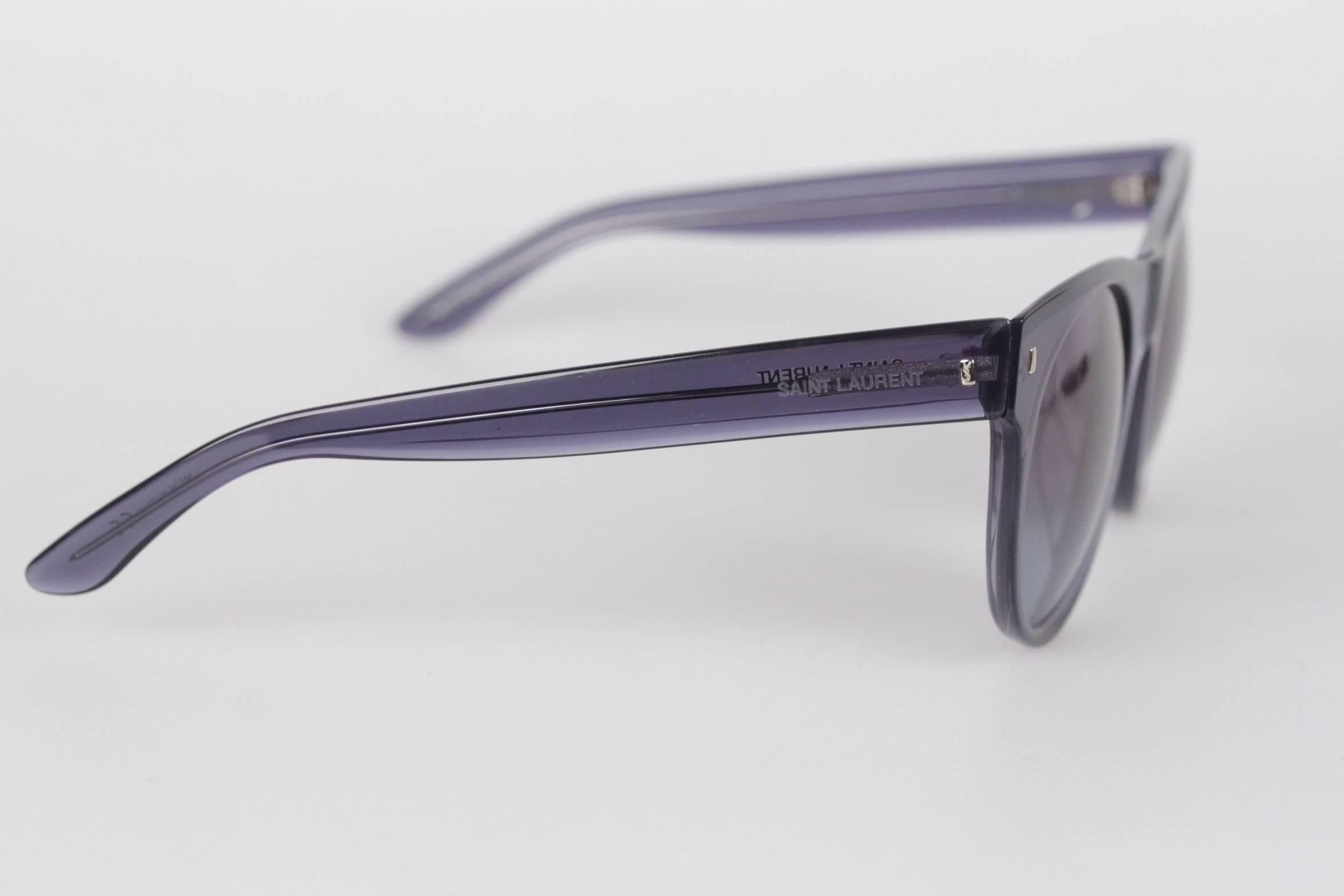 Gray Saint Laurent Paris Blue Round Mint Sunglasses YSL 6360-N-S 53mm NOS