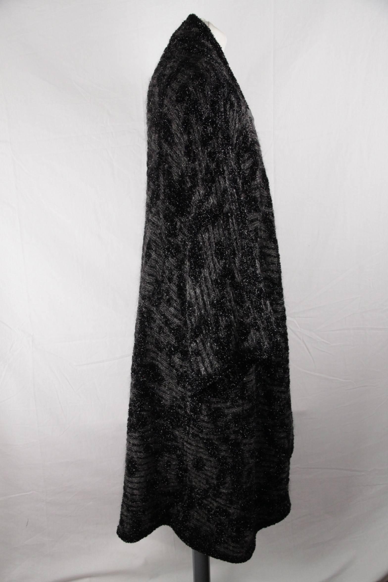 MISSONI Vintage Black Wool Blend Boucle OVERSIZED COAT Size S In Excellent Condition In Rome, Rome