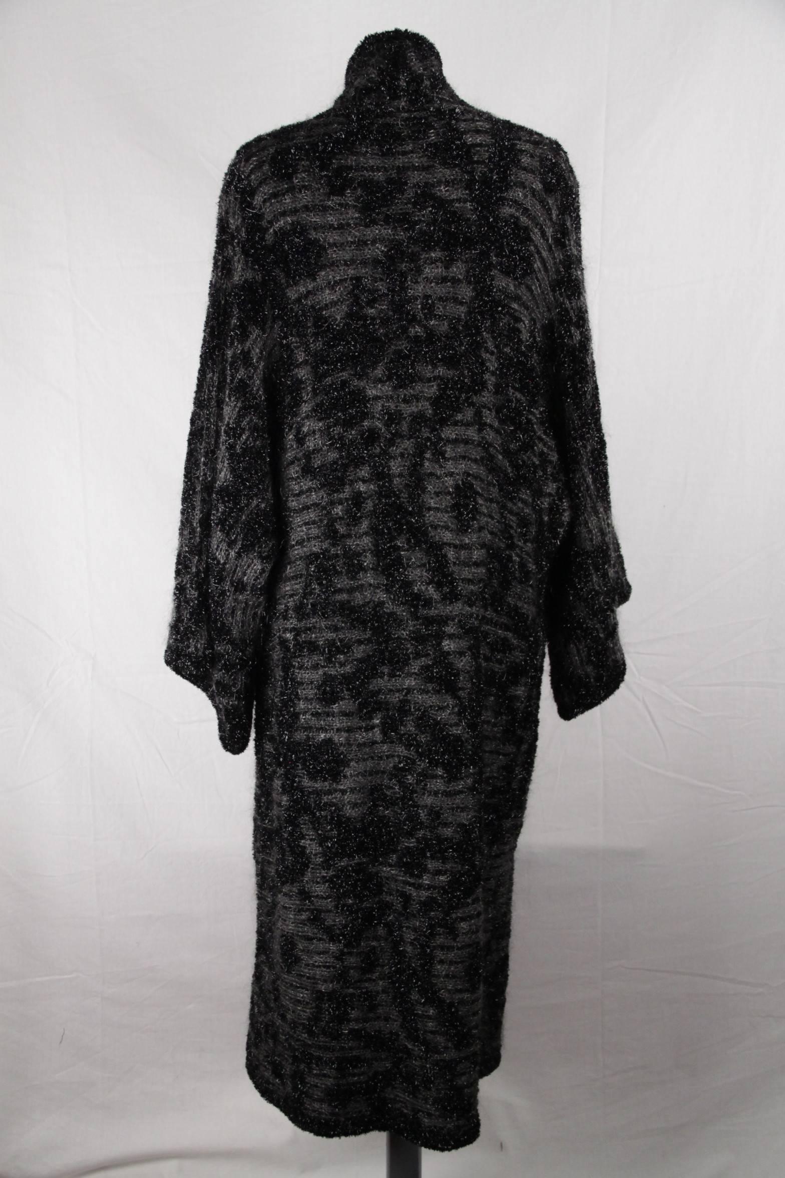 Women's MISSONI Vintage Black Wool Blend Boucle OVERSIZED COAT Size S