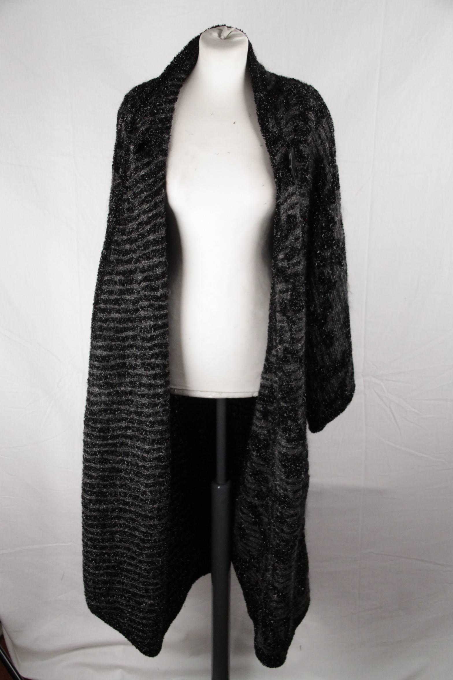 MISSONI Vintage Black Wool Blend Boucle OVERSIZED COAT Size S 1