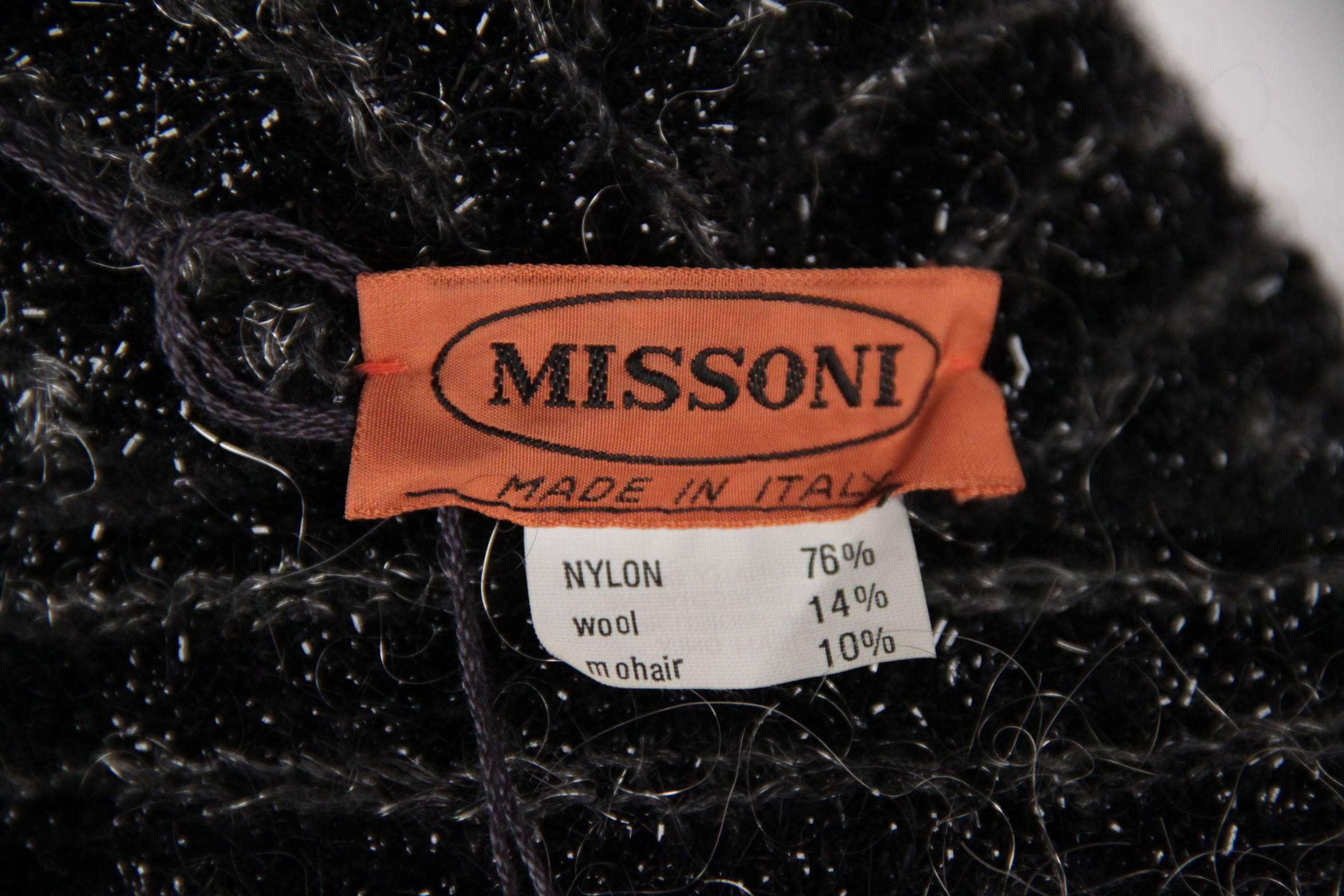 MISSONI Vintage Black Wool Blend Boucle OVERSIZED COAT Size S 3