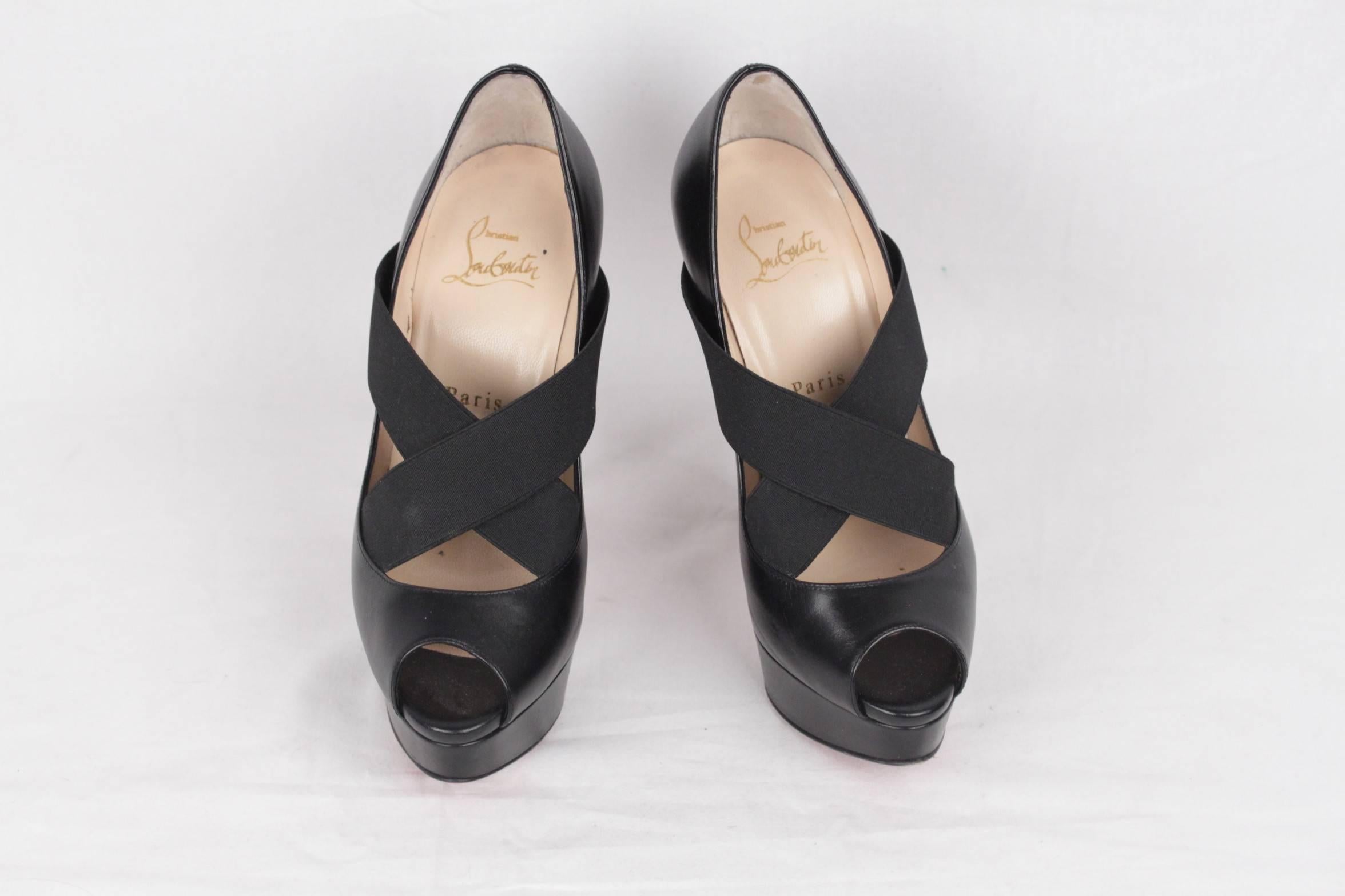 CHRISTIAN LOUBOUTIN Black VERY STAGRAM Platform Open Toe Heels 36 1