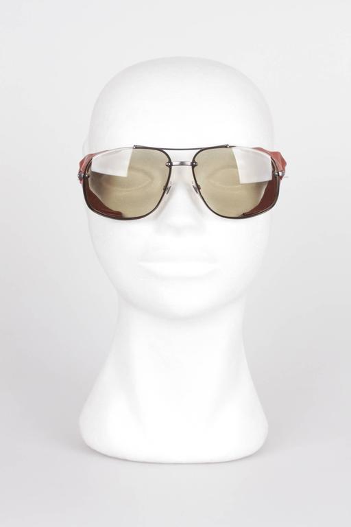 YVES SAINT LAURENT Aviator SUNGLASSES 2338S 62mm SIDE Leather SHIELDS ...