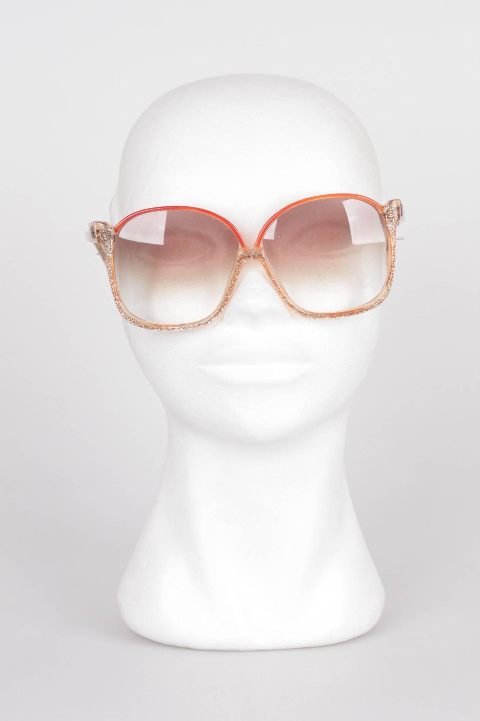 J JOURDAN Paris Vintage OVERSIZED Glitter RED Sunglasses US3 196 60mm 3