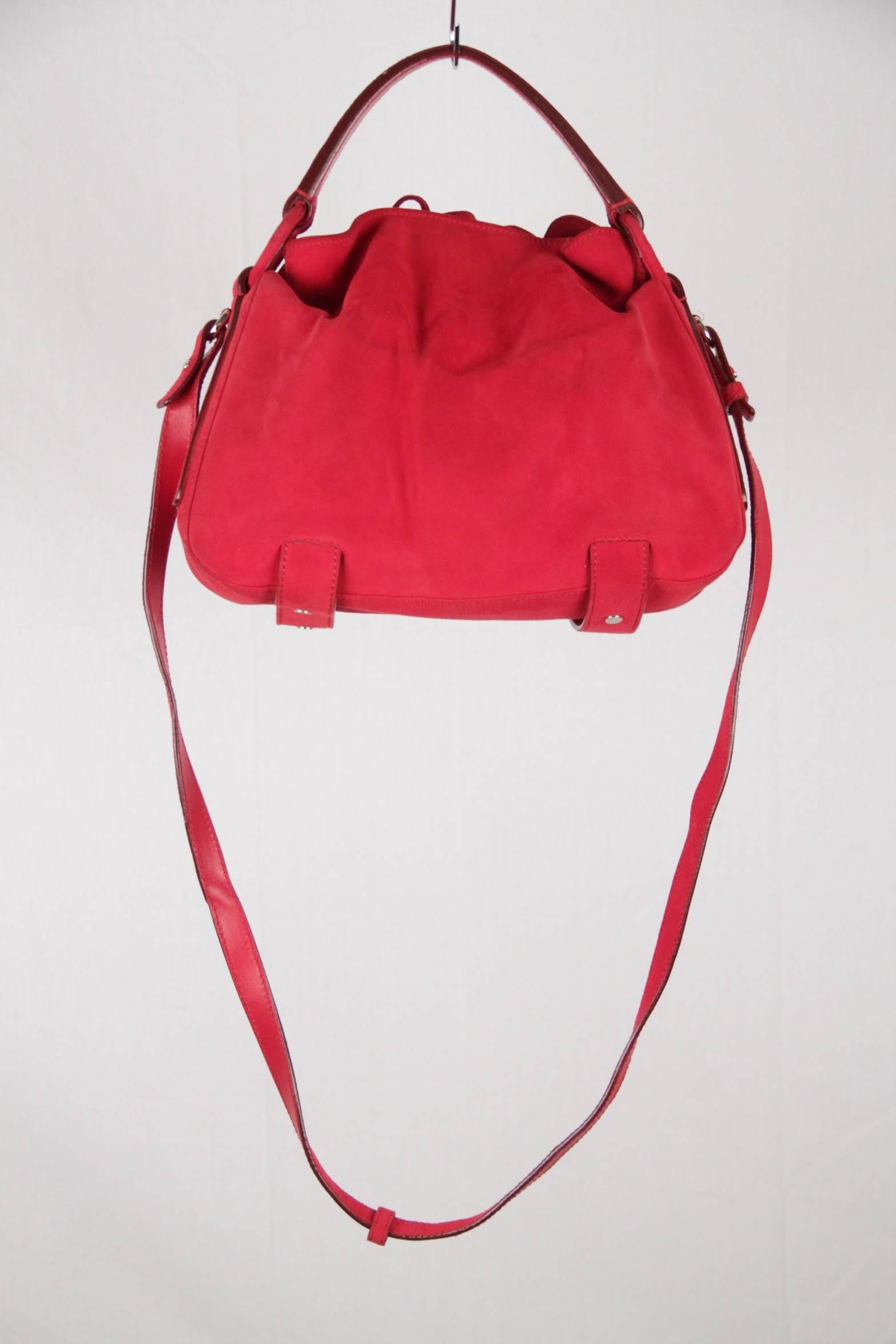YVES SAINT LAURENT Red Suede SHOULDER BAG Tote HOBO w/ TASSELS In Good Condition In Rome, Rome