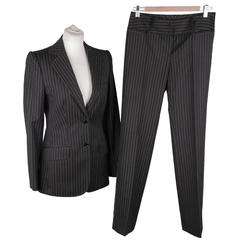DOLCE & GABBANA Black PinStriped Wool SUIT Blazer & Trousers Set SIZE 40 1