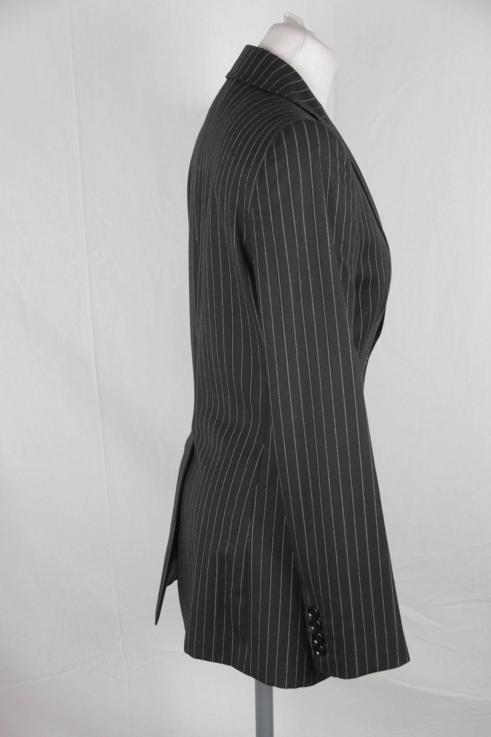 DOLCE & GABBANA Black PinStriped Wool SUIT Blazer & Trousers Set SIZE 40 In Good Condition In Rome, Rome