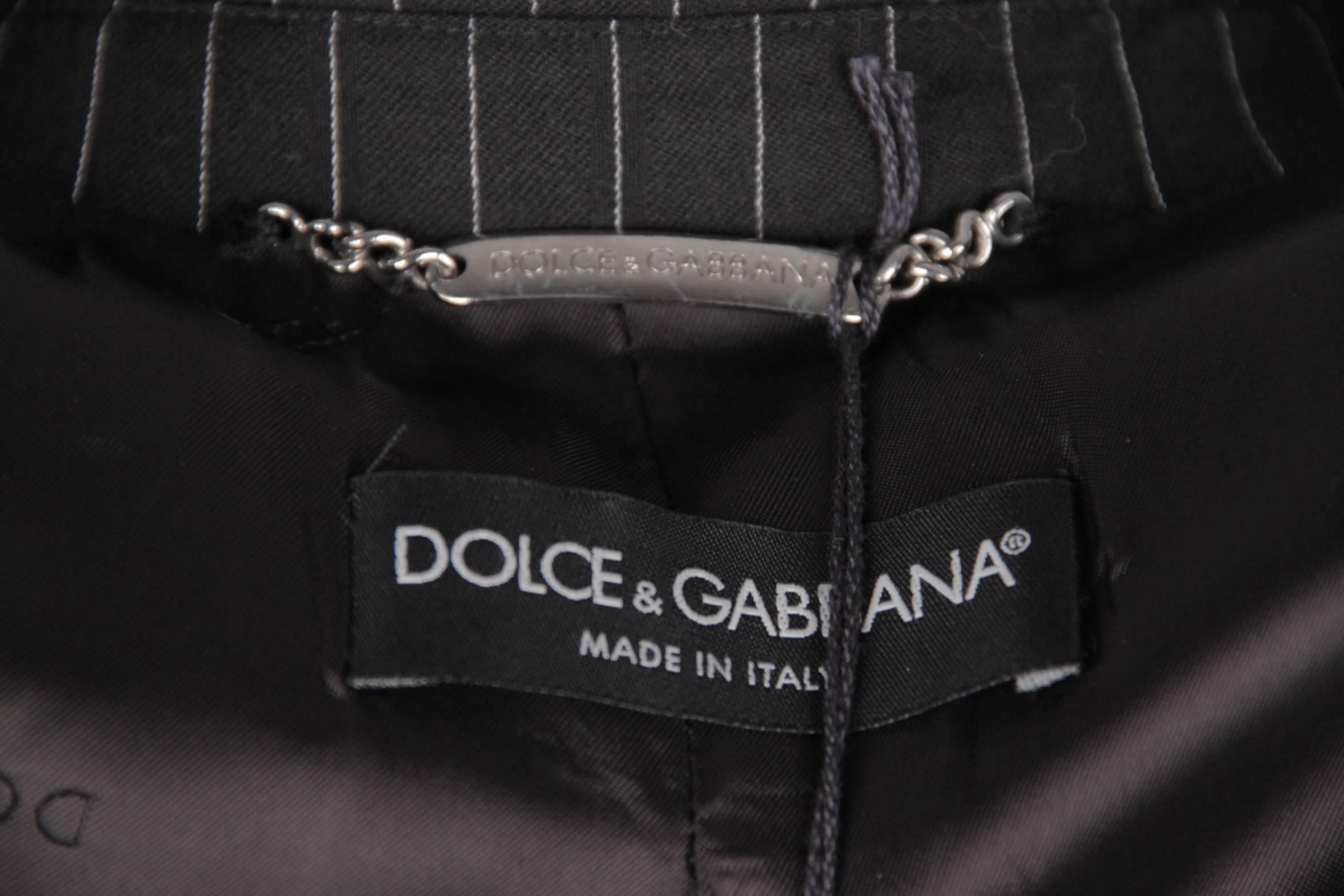 DOLCE & GABBANA Black PinStriped Wool SUIT Blazer & Trousers Set SIZE 40 6